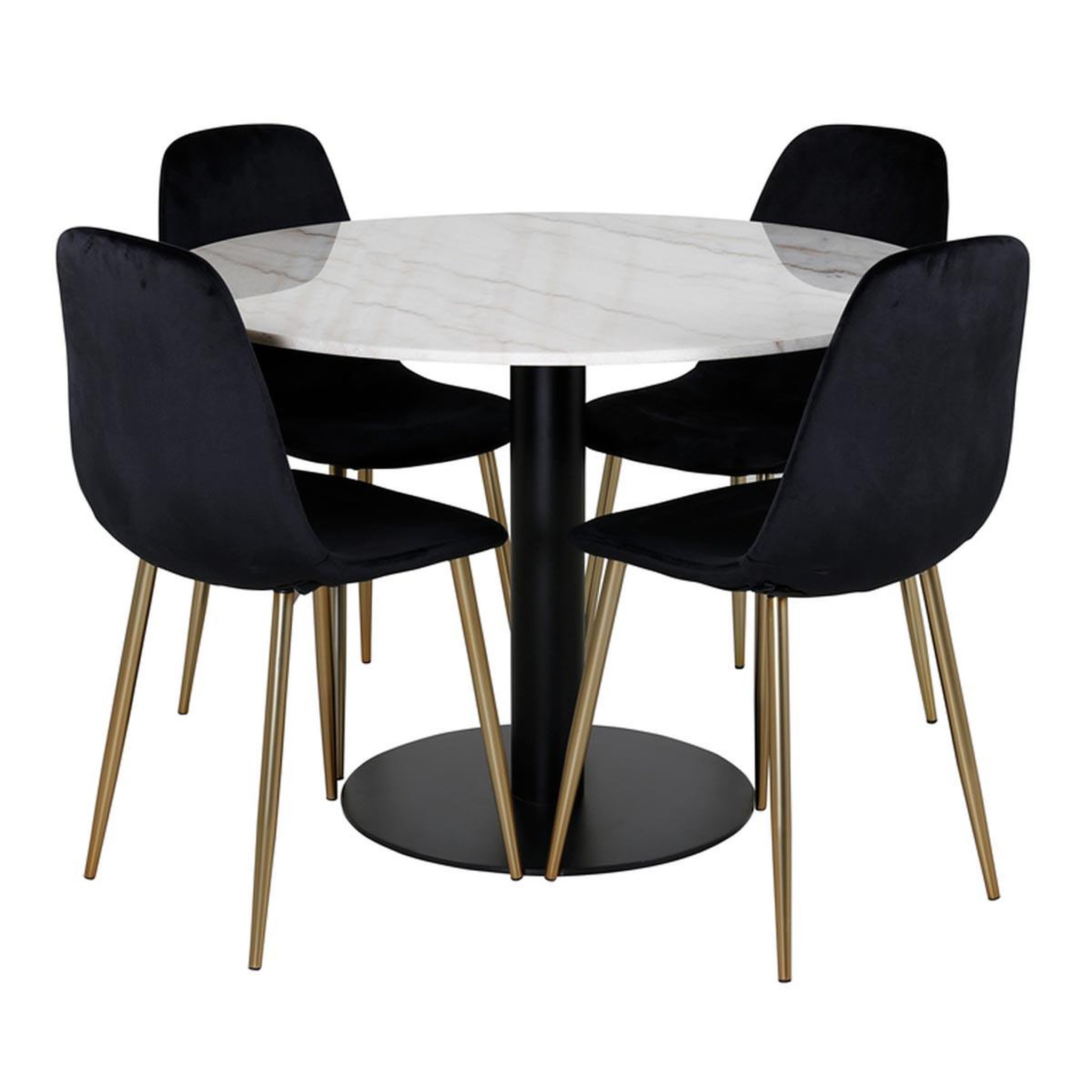 Paris Prix Ensemble table à manger & 4 chaises  estelle i & polar ii  106cm blanc & noir