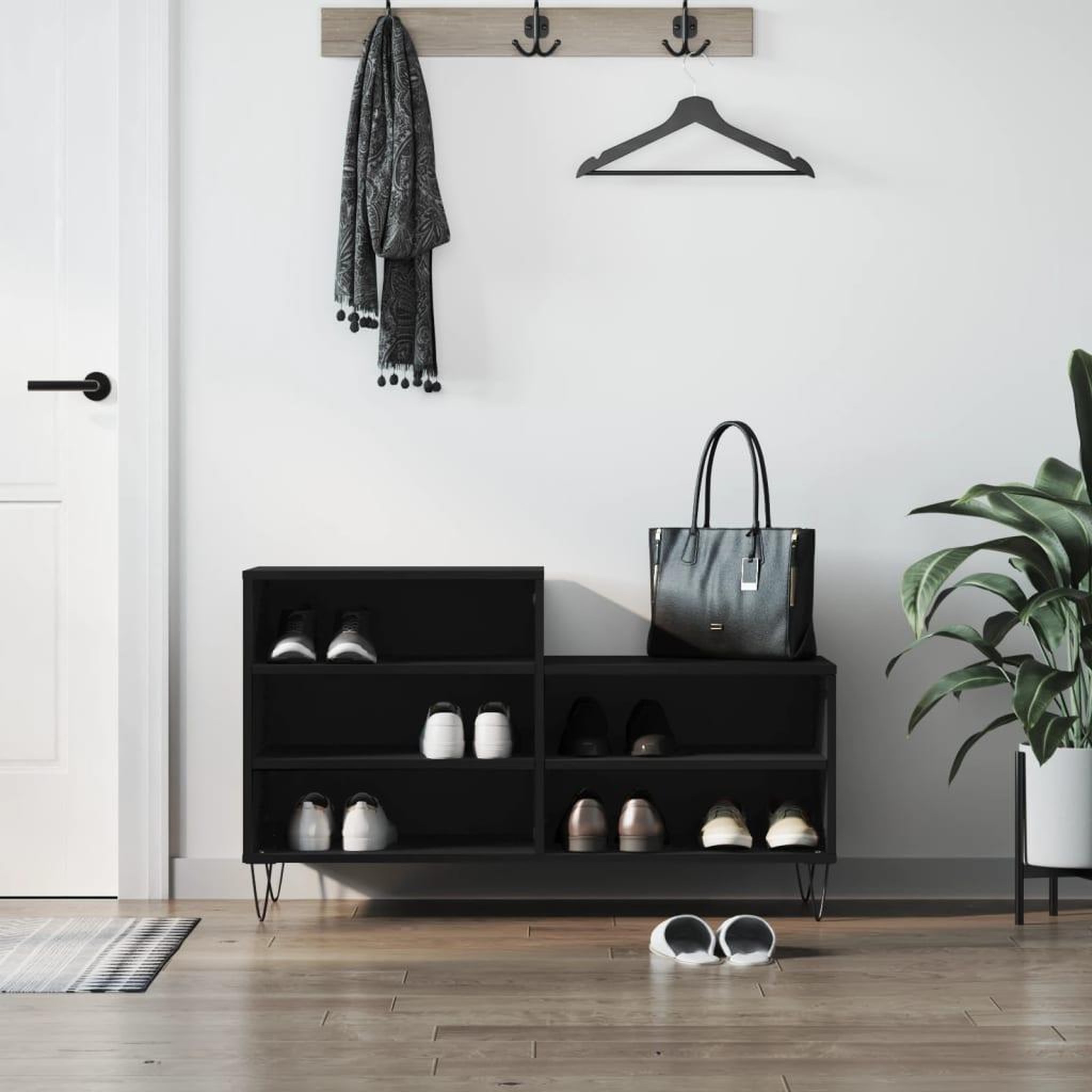 VIDAXL Armoire a chaussures Noir 102x36x60 cm Bois d'ingenierie