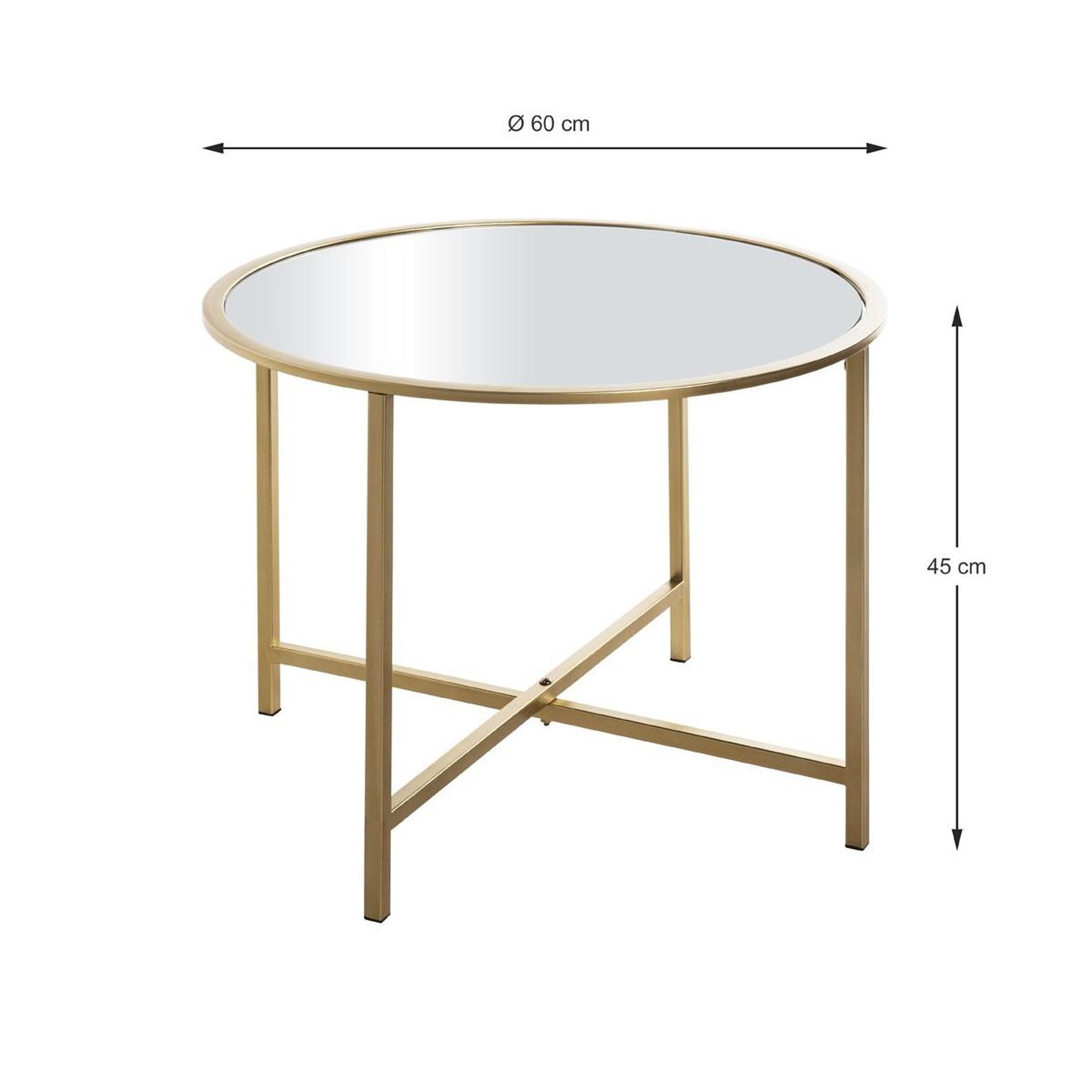 Voir la diapositive 6 : Paris Prix Table d'Appoint Design  Miroir  60cm Or