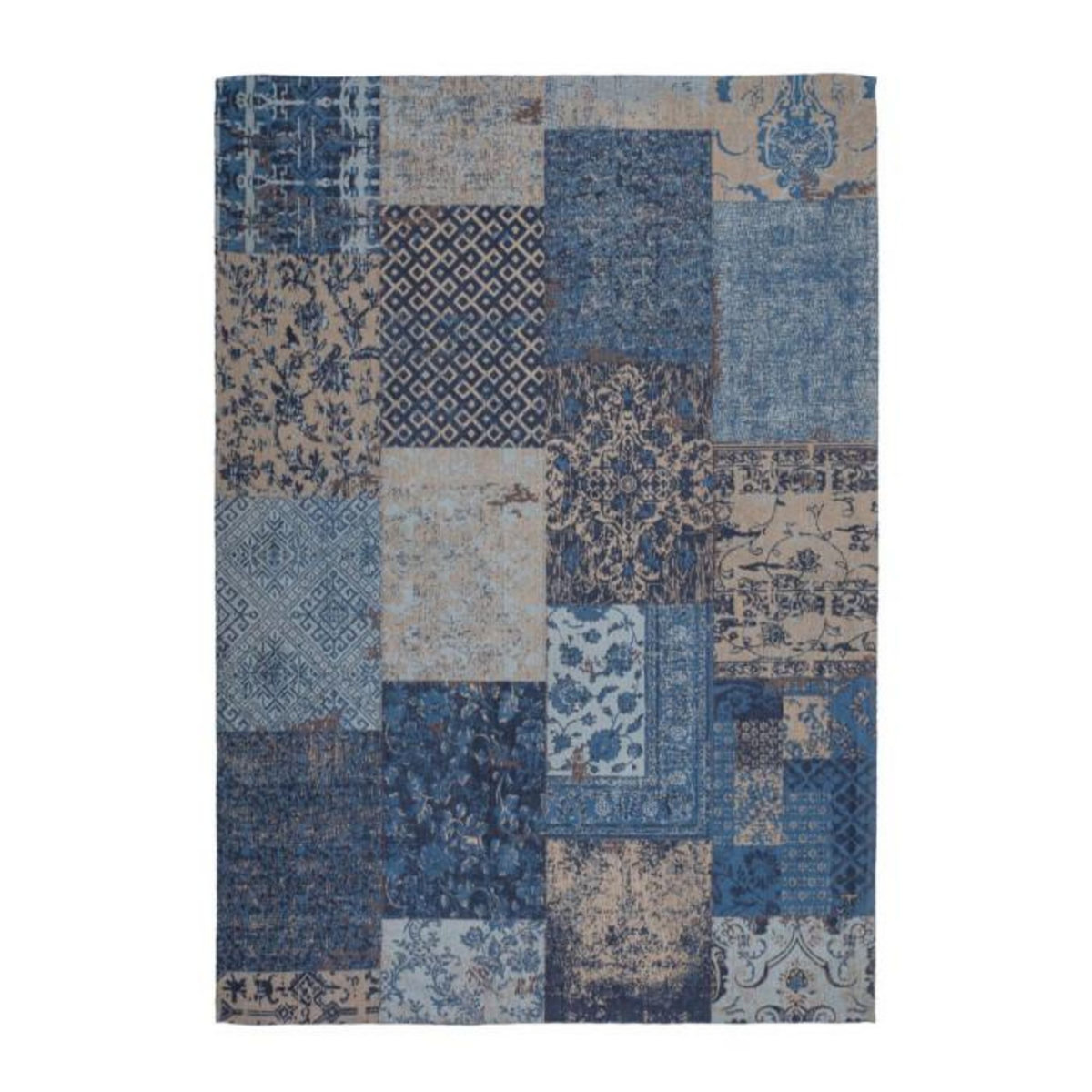 Paris Prix Tapis Tissé Vintage Patchwork  Symphony  Bleu