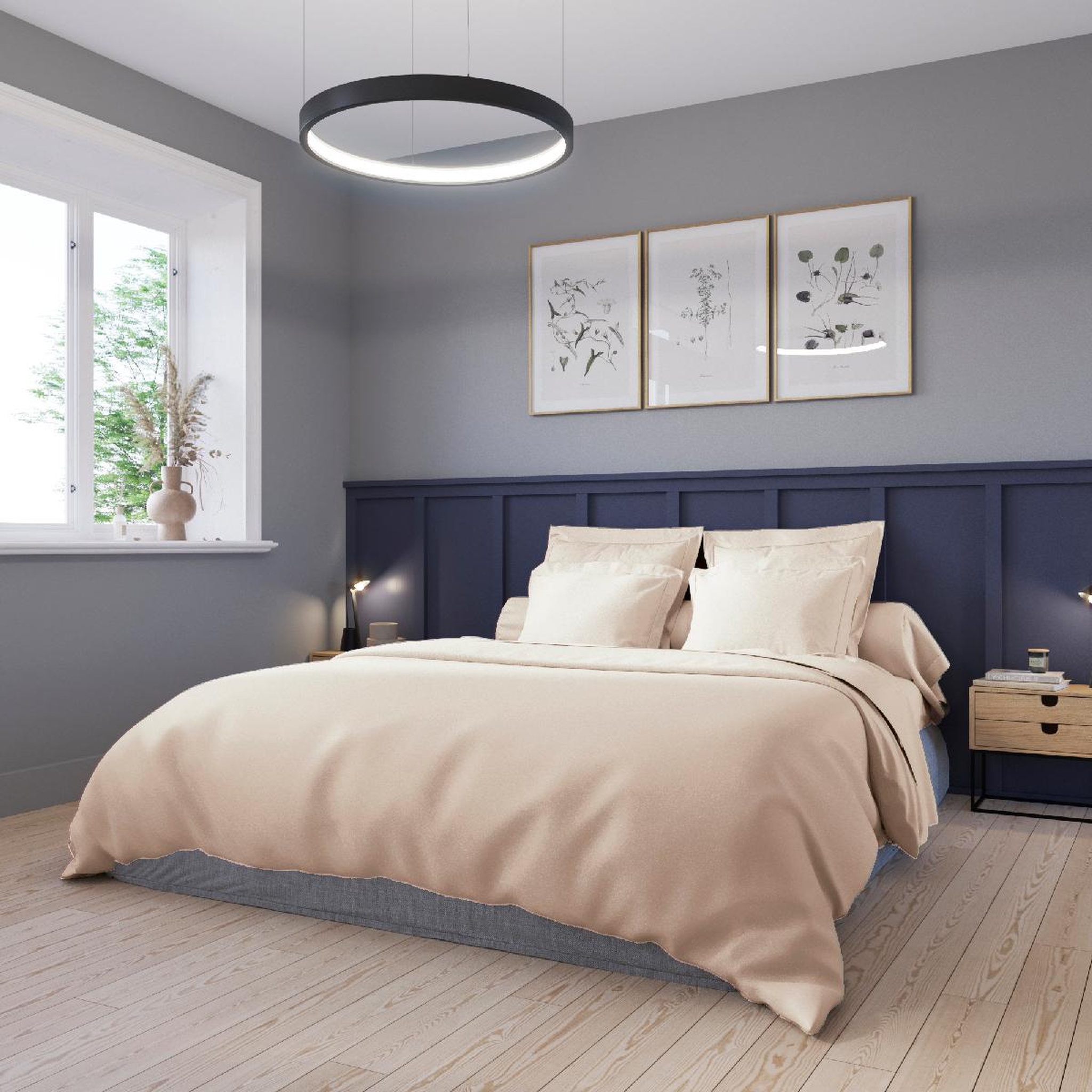 DODO Housse de couette harmonie satin de coton coloris beige. Coloris disponibles : Beige