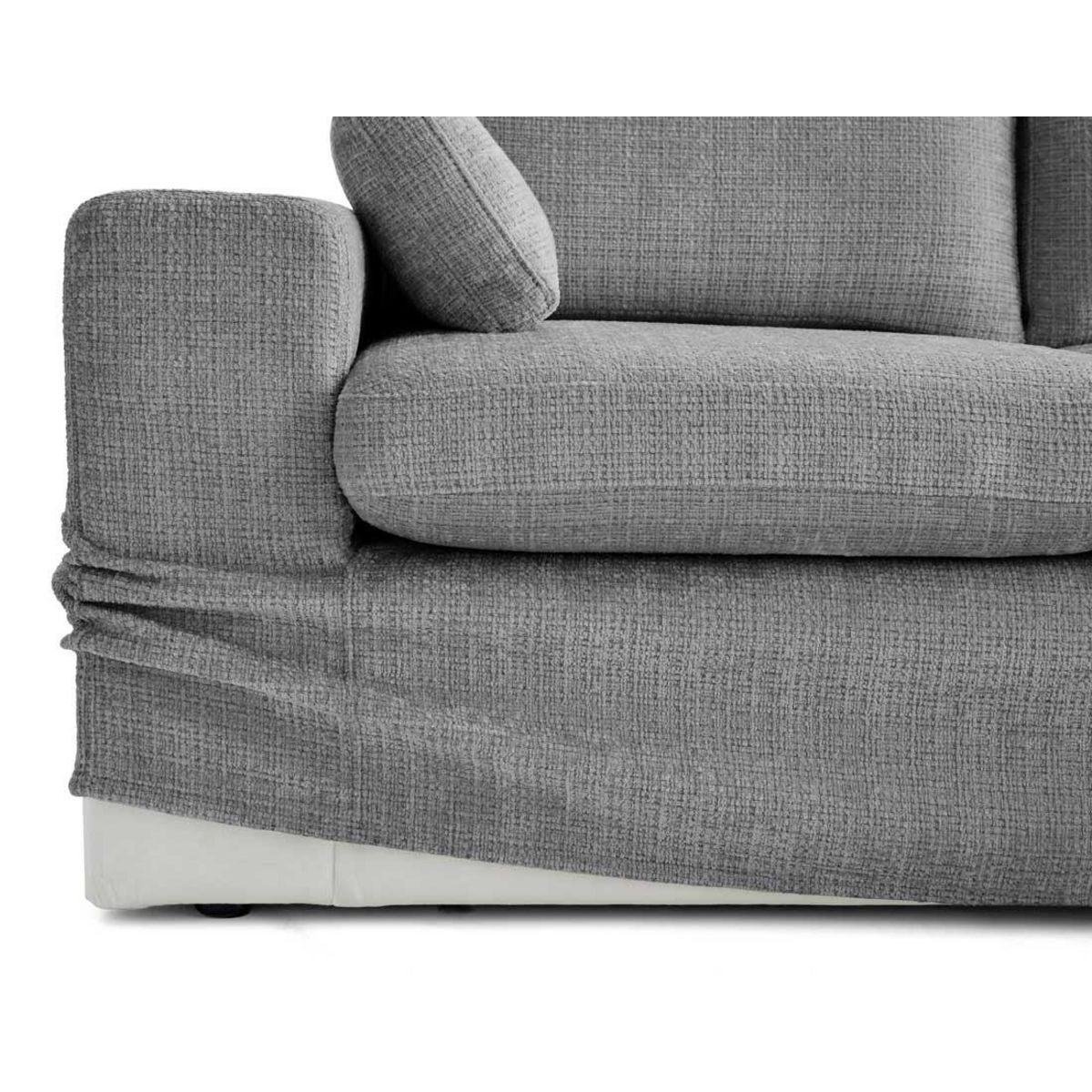 LISA DESIGN Calgary - canapé d'angle déhoussable et modulable 3 places + 1 pouf en velours texturé