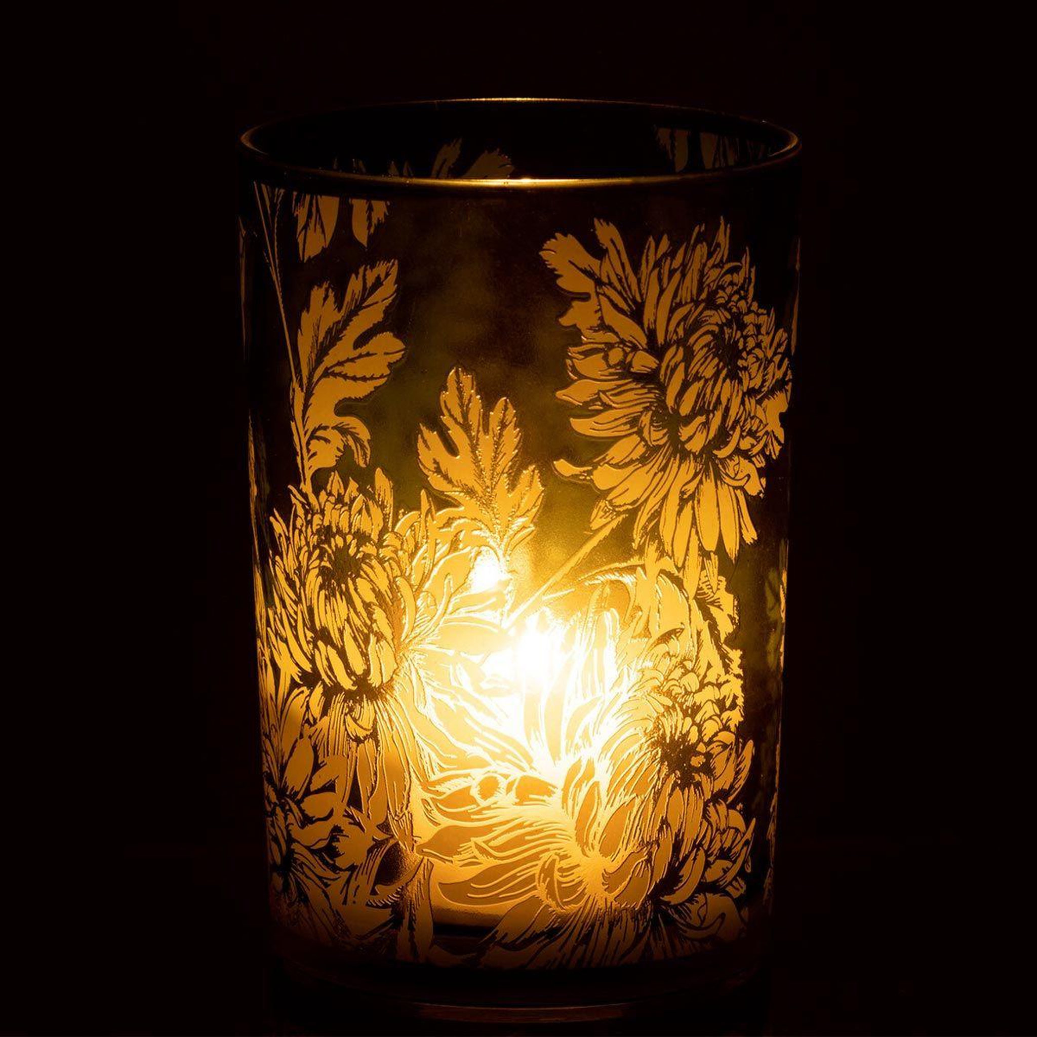 Voir la diapositive 3 : J-LINE Photophore design en verre  flora  18cm vert