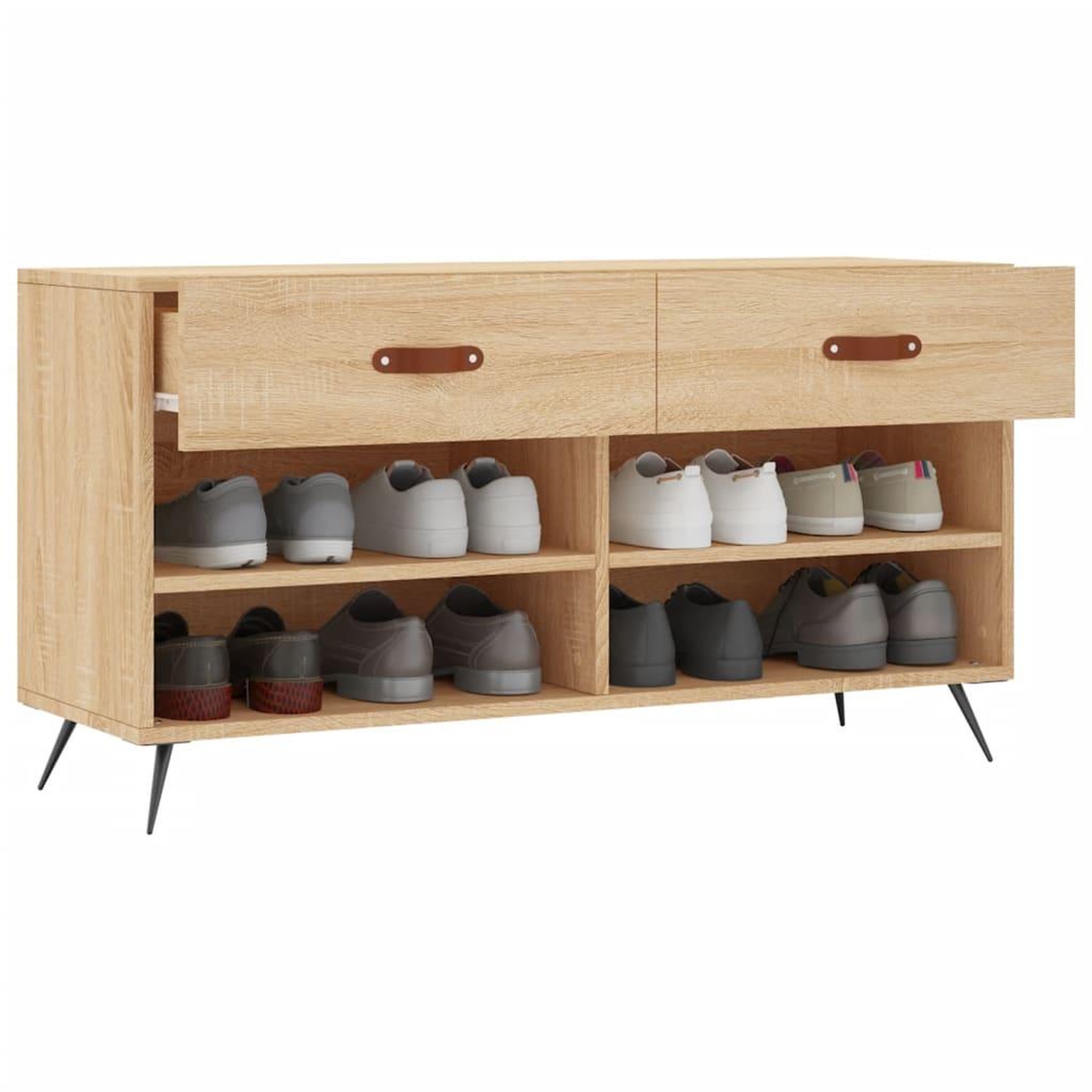 Voir la diapositive 4 : VIDAXL Banc a chaussures chene sonoma 102x35x55 cm bois d'ingenierie