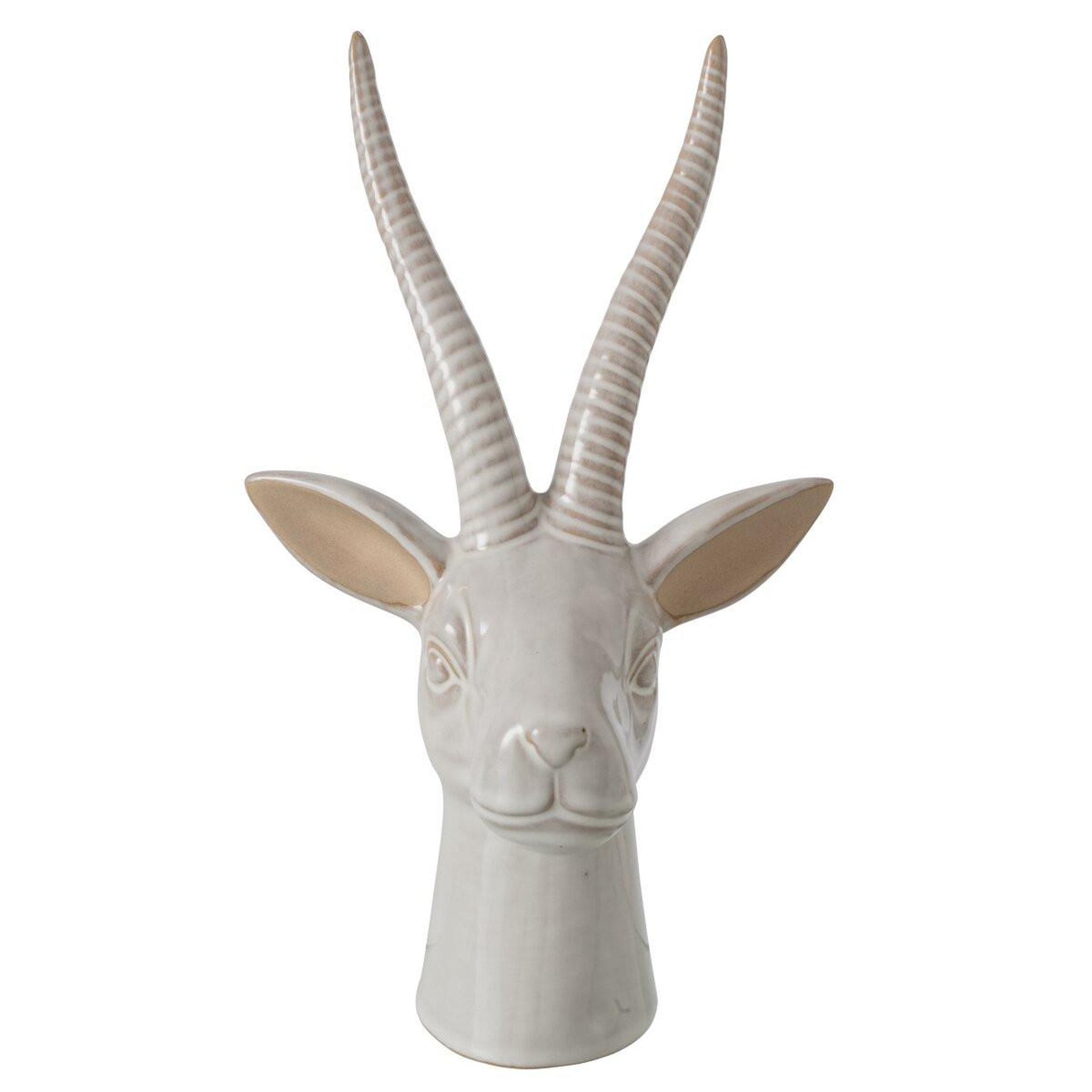 J-LINE Tête de cerf en porcelaine  ragna  28cm écru