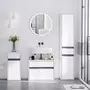 HOMCOM Meuble colonne rangement salle de bain style contemporain 2 placards 3 étagères et tiroir coulissant panneaux particules blanc