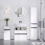 Voir la diapositive 4 : HOMCOM Meuble colonne rangement salle de bain style contemporain 2 placards 3 étagères et tiroir coulissant panneaux particules blanc