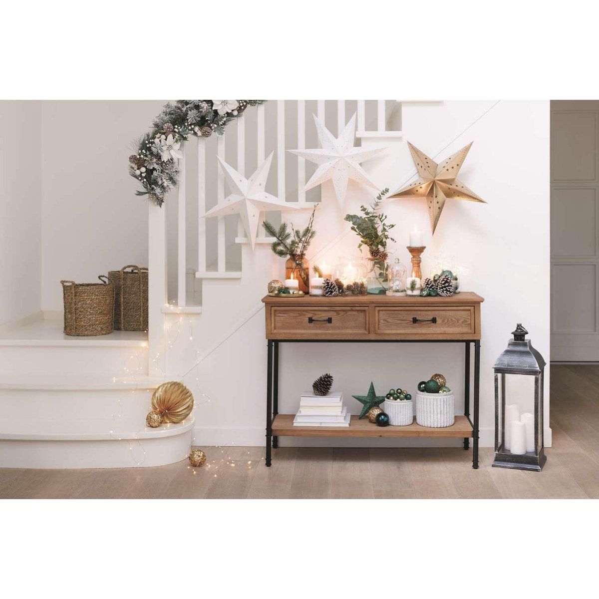 ATMOSPHERA Guirlande de Noël Eclat hivernal L. 2 M - Blanc