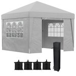 OUTSUNNY Tonnelle barnum pop-up pliant 2,98L x 2,98l x 2,75H m sacs de lestage et transport inclus gris