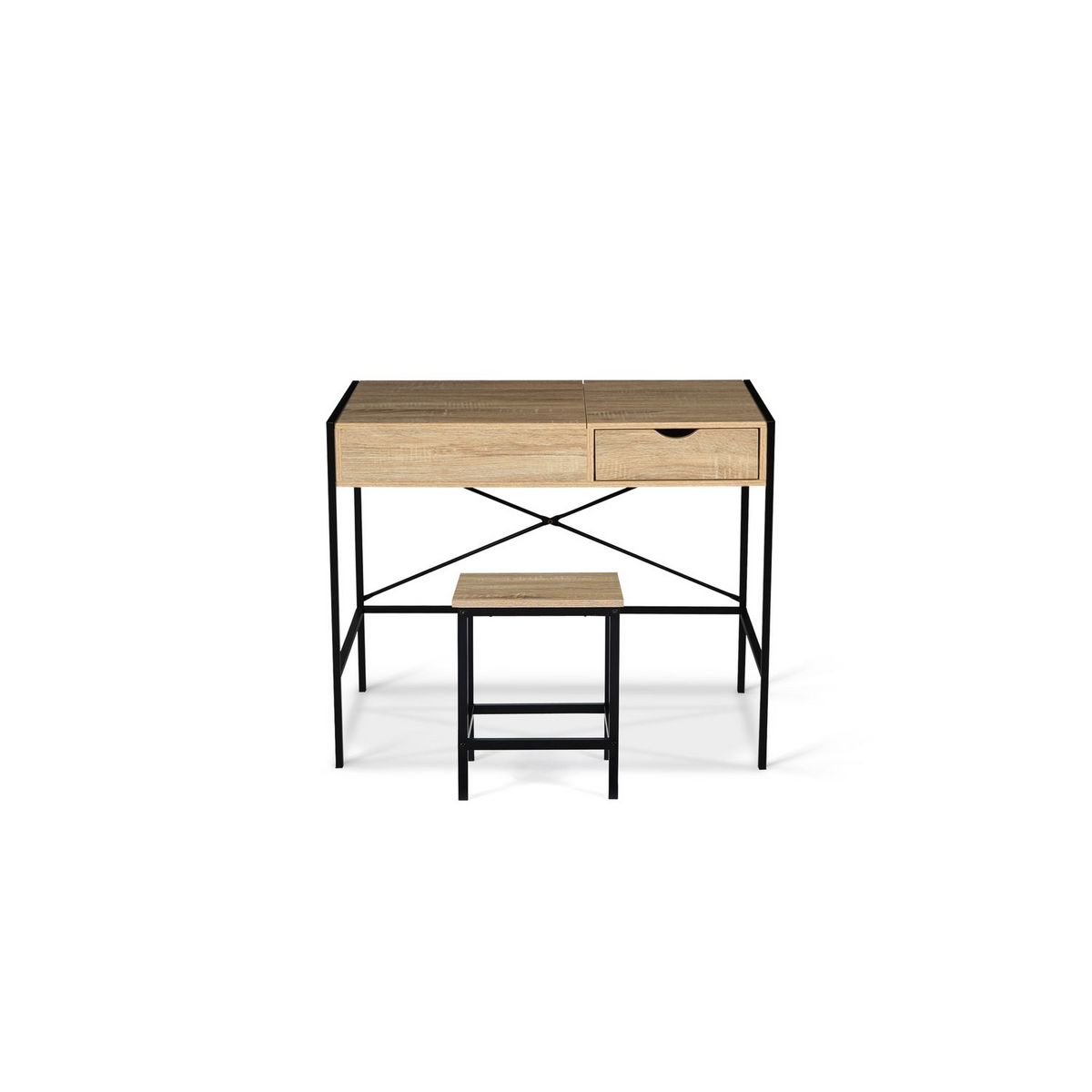 Coiffeuse avec miroir rabattable et tabouret FIONA