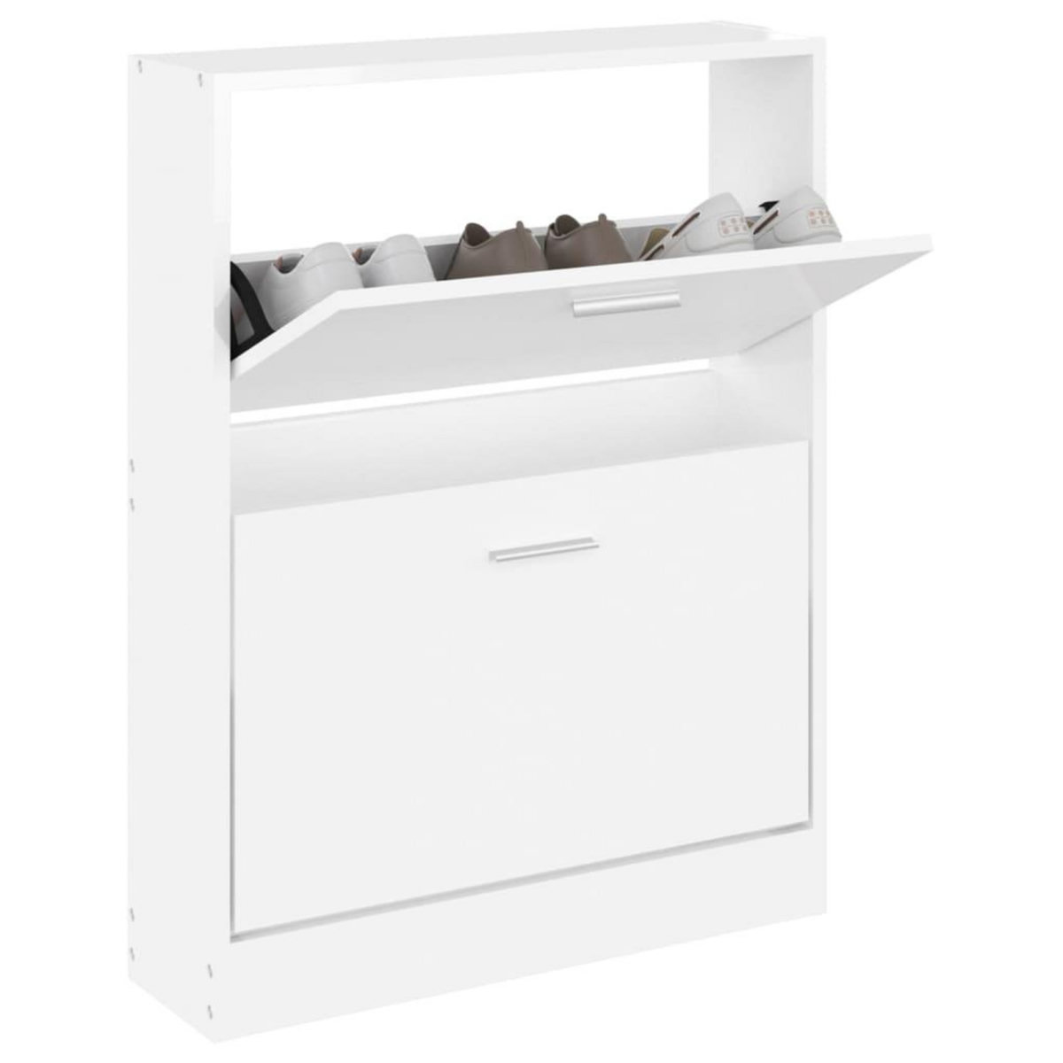VIDAXL Armoire a chaussure Blanc brillant 59x17x81 cm Bois ingenierie