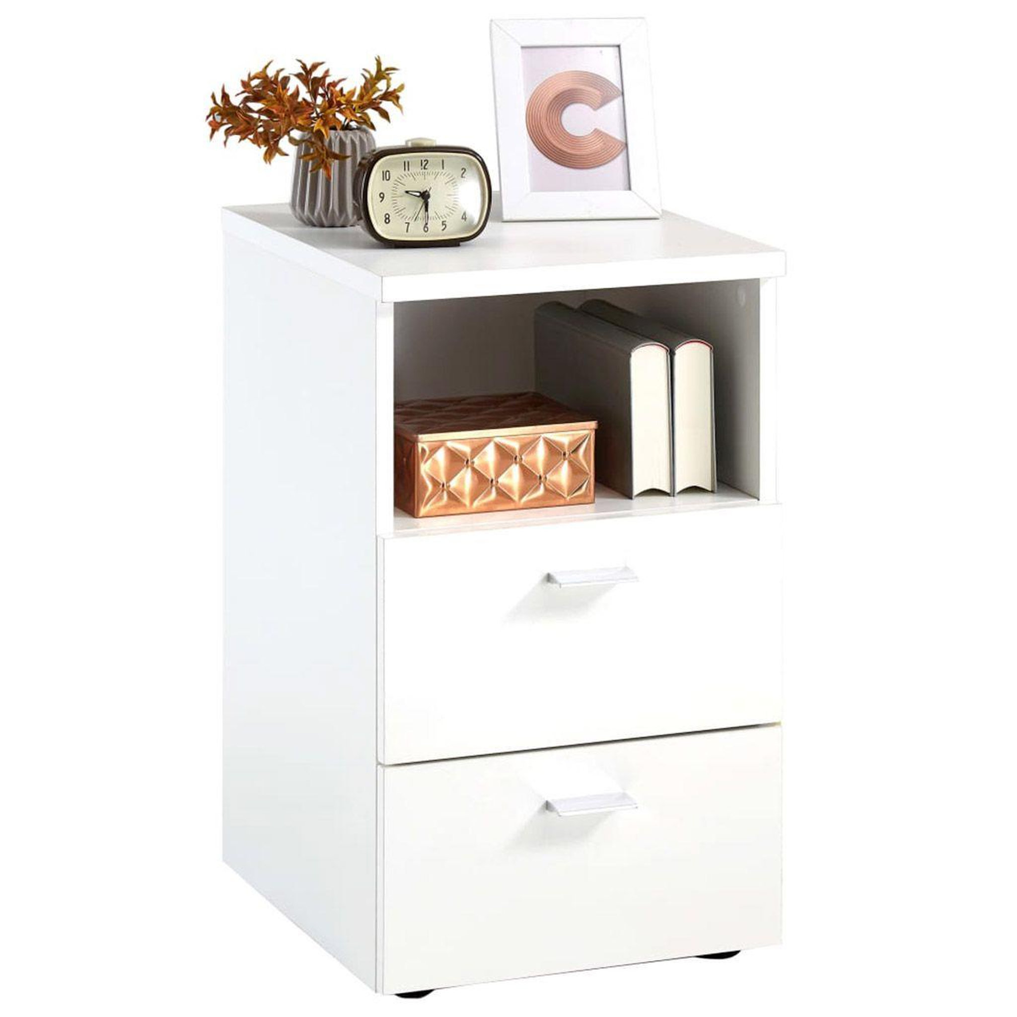 Paris Prix Table de chevet 2 tiroirs  macom  61cm blanc