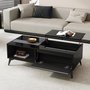 Voir la diapositive 5 : MERAX Table basse relevable rectangulaire noir - 50x110 cm panneau de particules