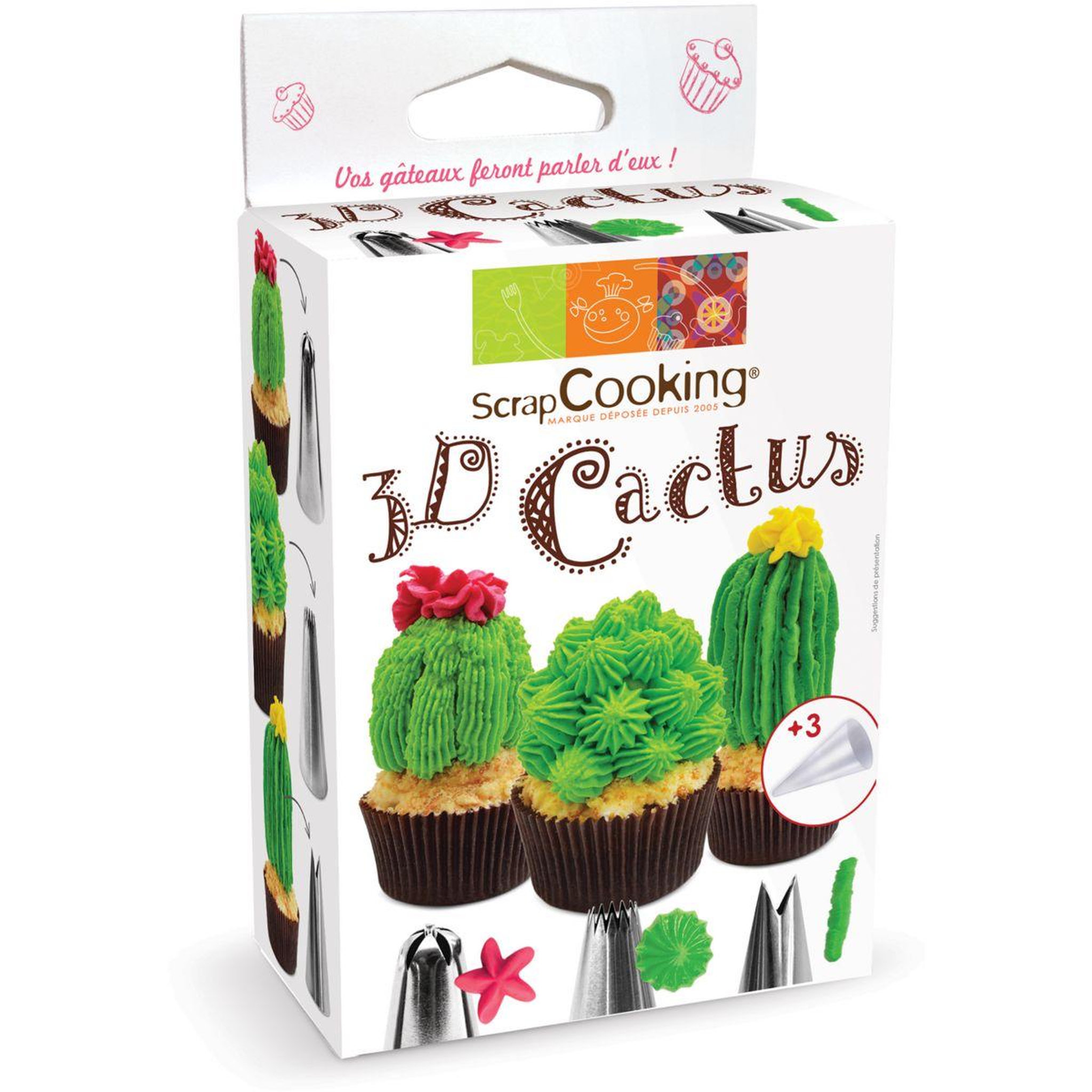 Voir la diapositive 1 : SCRAPCOOKING Douille à pâtisserie Kit 3D Cactus
