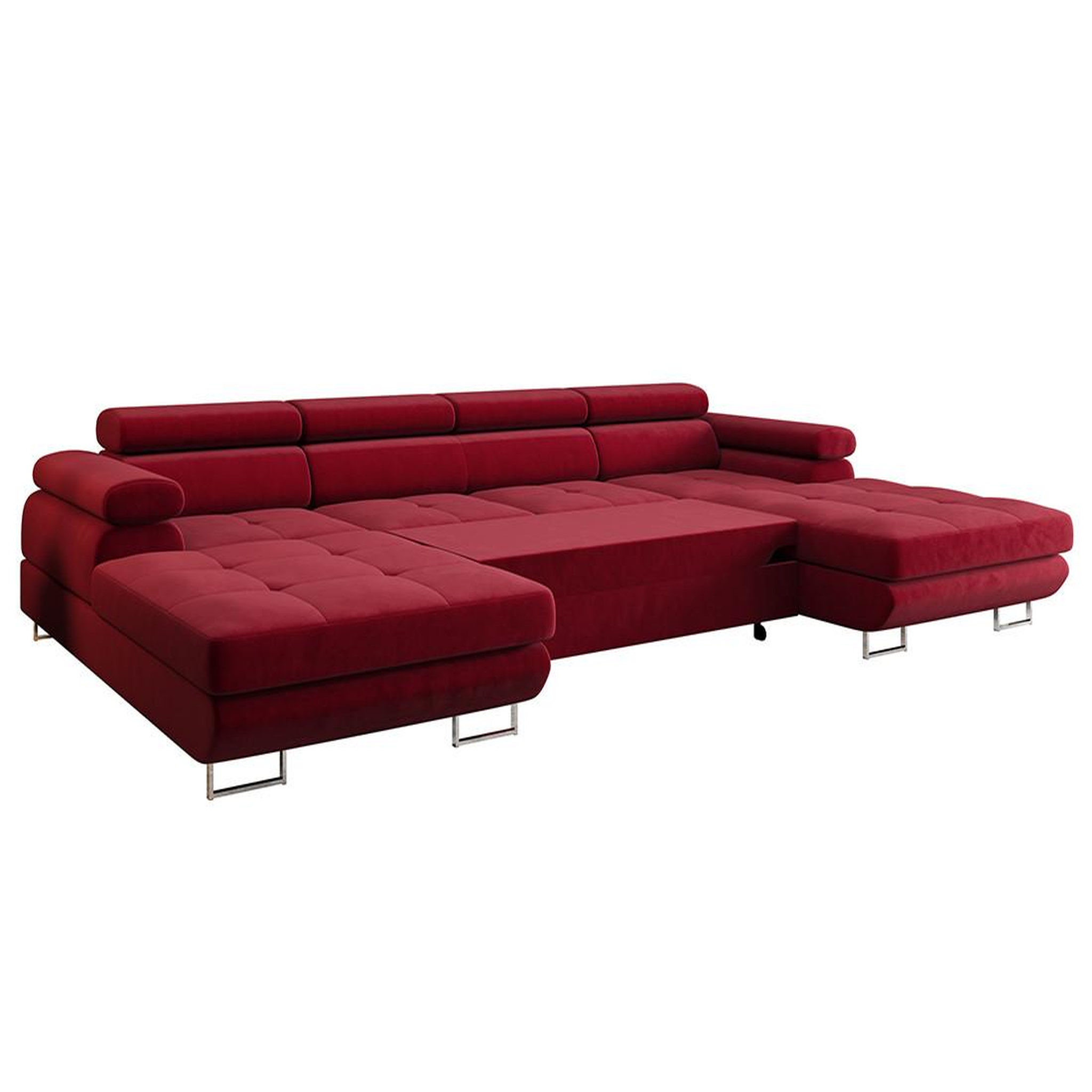 Voir la diapositive 6 : BEST MOBILIER Ayden - canapé panoramique en u 7 places convertible avec coffre et têtières réglables en tissu
