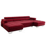 Voir la diapositive 6 : BEST MOBILIER Ayden - canapé panoramique en u 7 places convertible avec coffre et têtières réglables en tissu