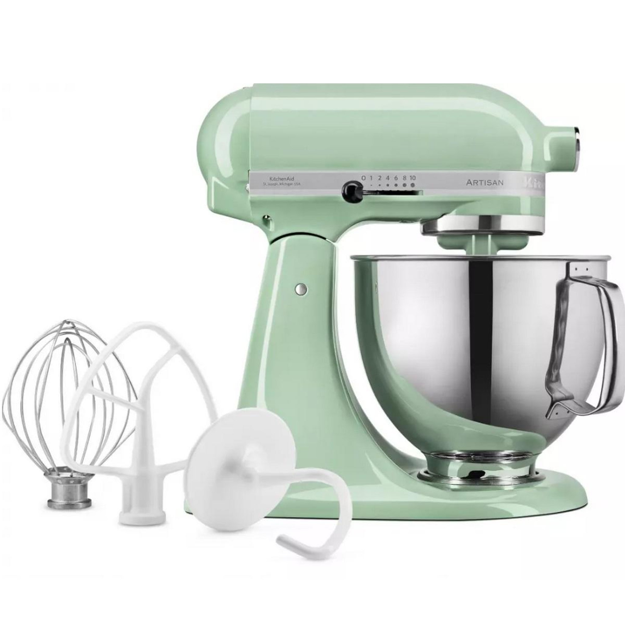 Voir la diapositive 3 : KitchenAid Robot pâtissier 4.8l 300w vert - 5ksm125ept-