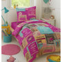 Voir la diapositive 2 : Home collection Parure housse de couette 140x200cm 100%coton happy dessin pink shopping