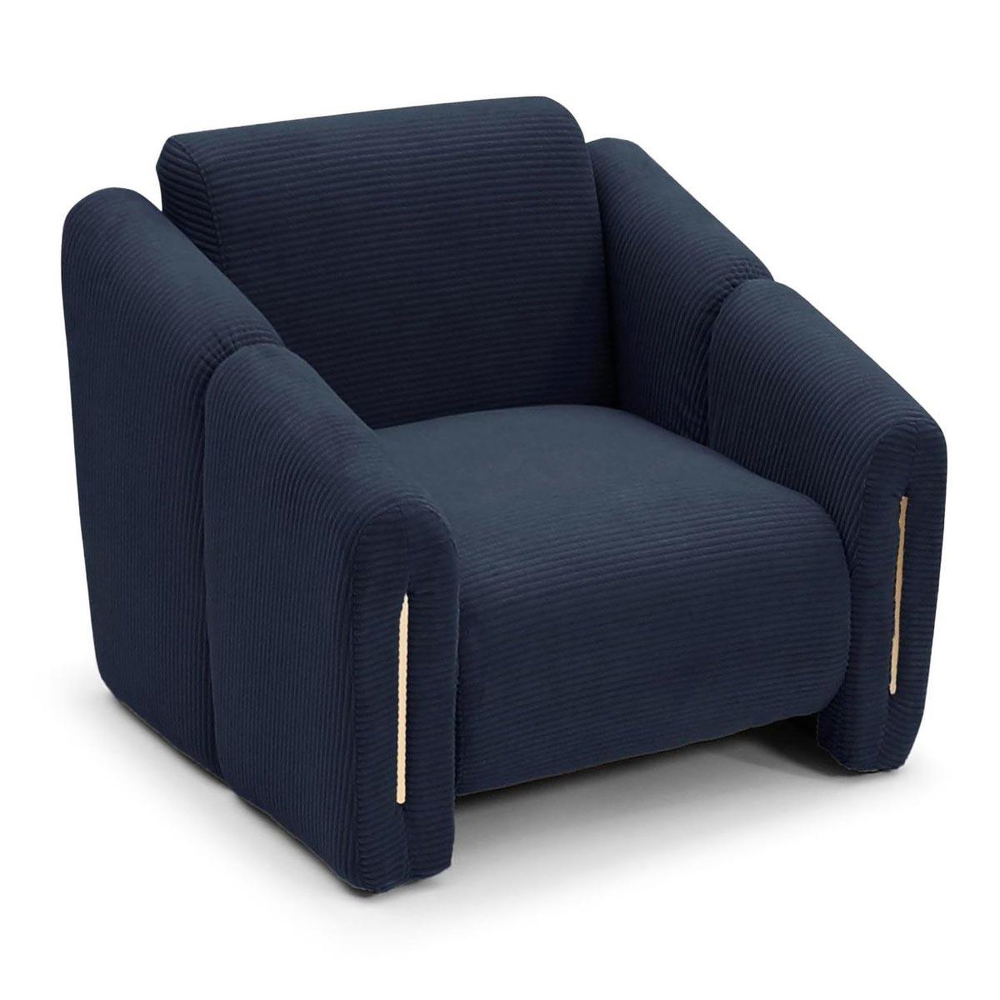 Paris Prix Fauteuil design en velours côtelé  maxine  92cm bleu foncé