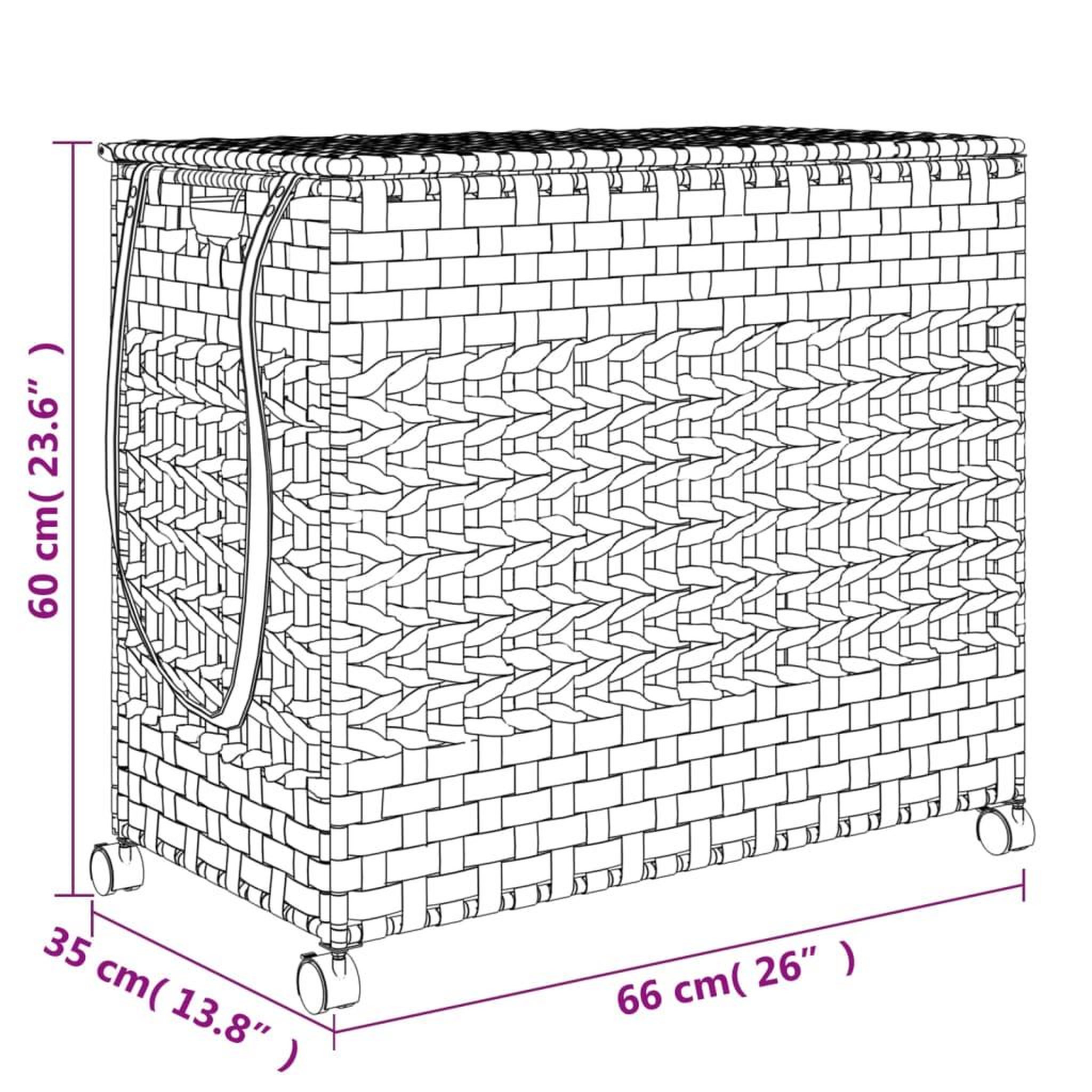 Voir la diapositive 6 : VIDAXL Panier a linge avec roulettes marron fonce 66x35x60 cm