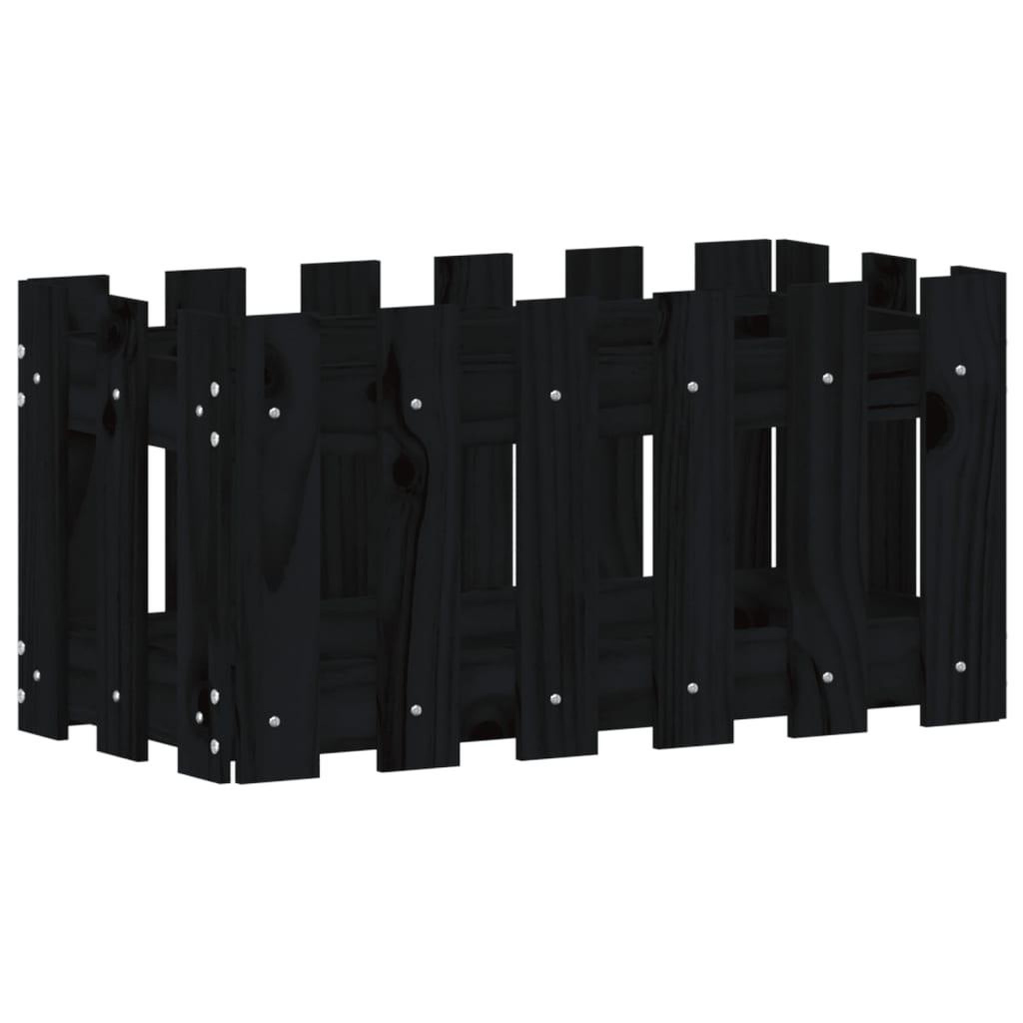 Voir la diapositive 2 : VIDAXL Jardiniere avec design de cloture noir 60x30x30 cm pin massif