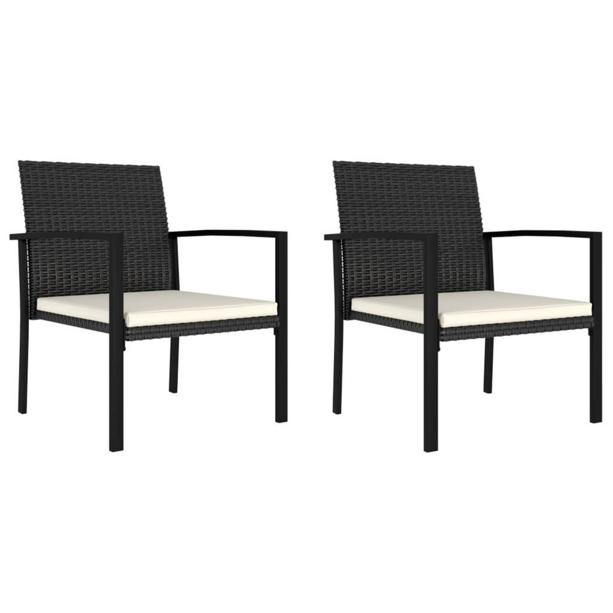 VIDAXL Chaises a manger de jardin lot de 2 Resine tressee Noir
