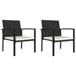 VIDAXL Chaises a manger de jardin lot de 2 Resine tressee Noir