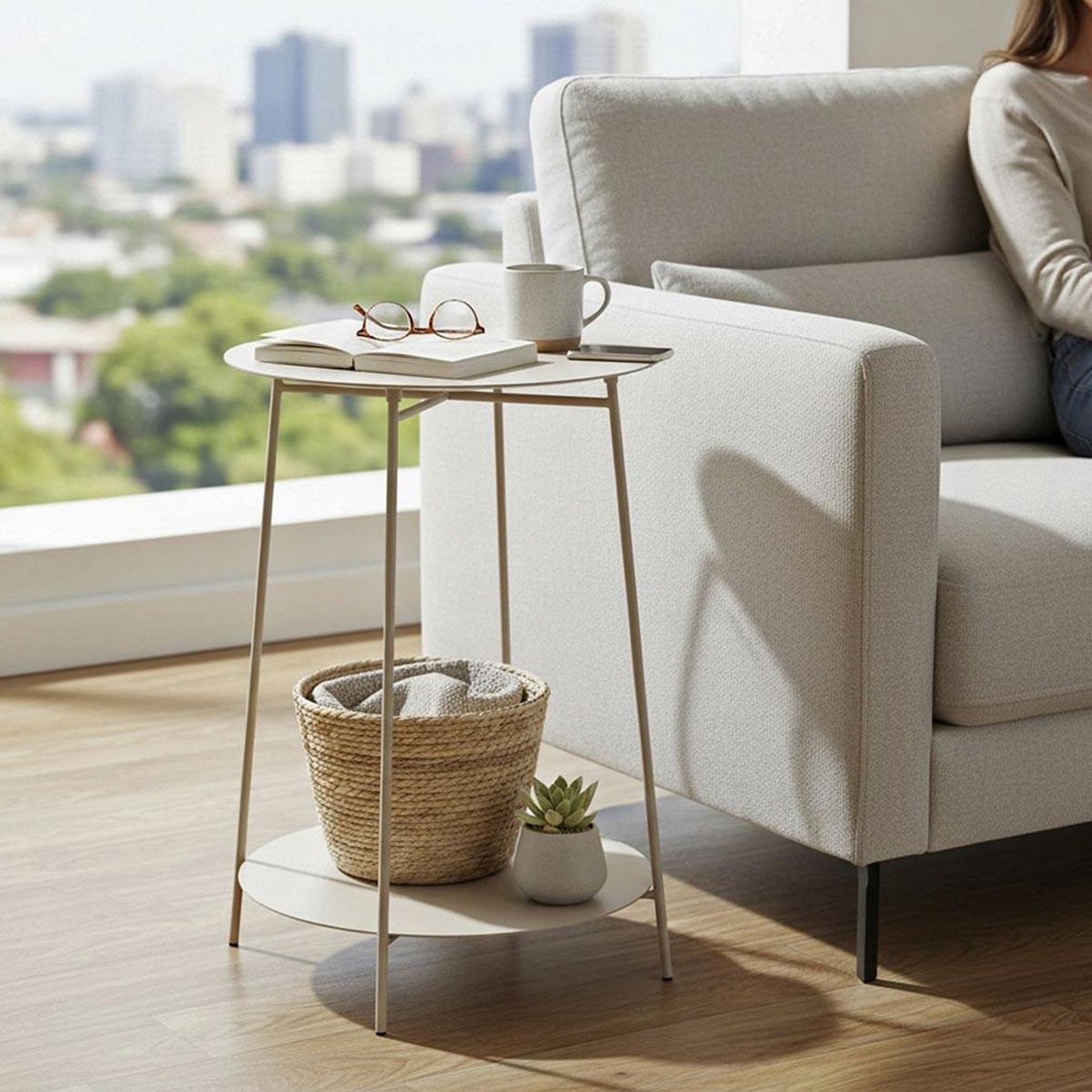 Voir la diapositive 4 : Paris Prix Table d'appoint en métal  conrad  60cm gris