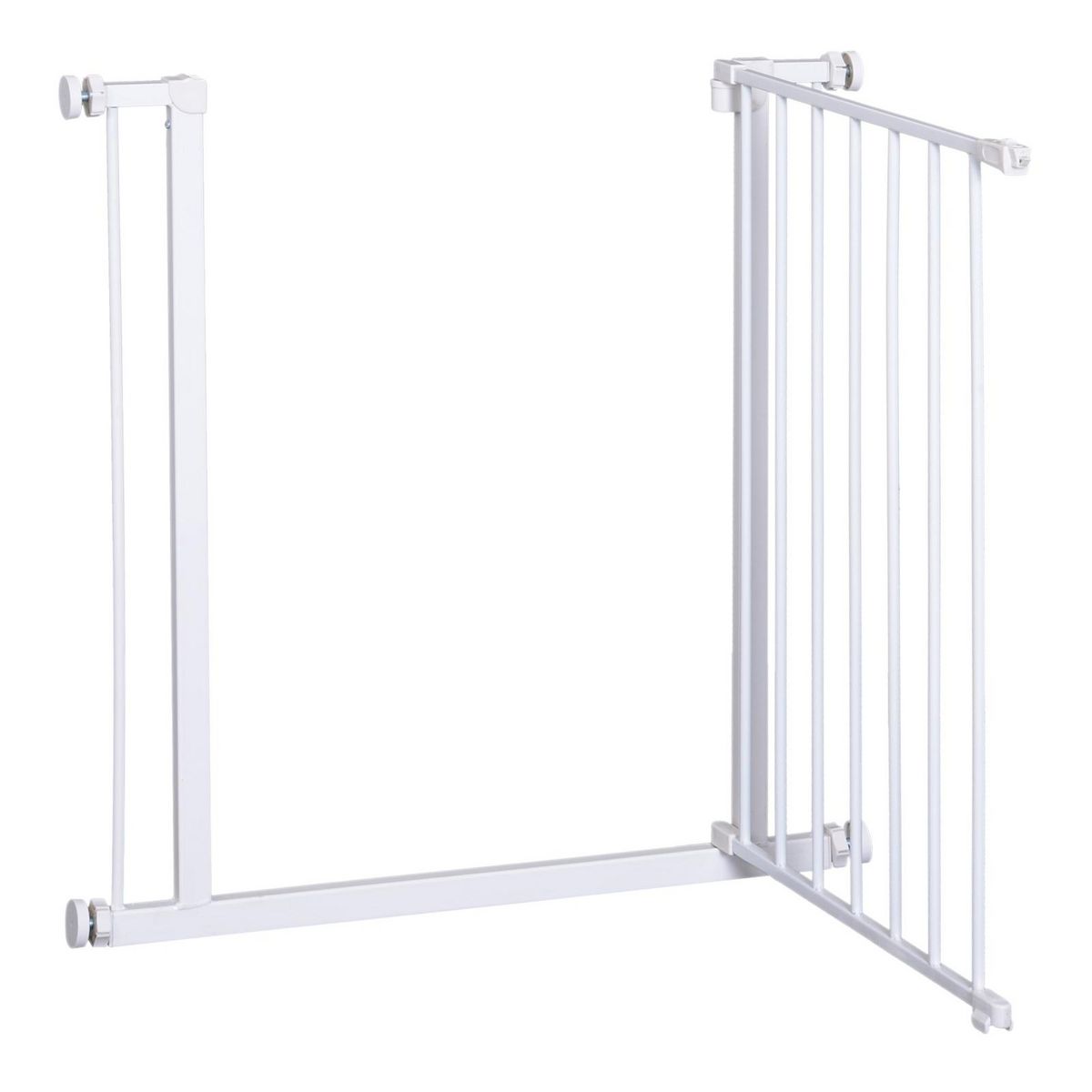 PAWHUT Barrière de sécurité longueur réglable dim. 76-82l x 76H cm sans perçage métal plastique blanc