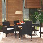 VIDAXL Ensemble a dîner de jardin avec coussins 5 pcs poly rotin noir