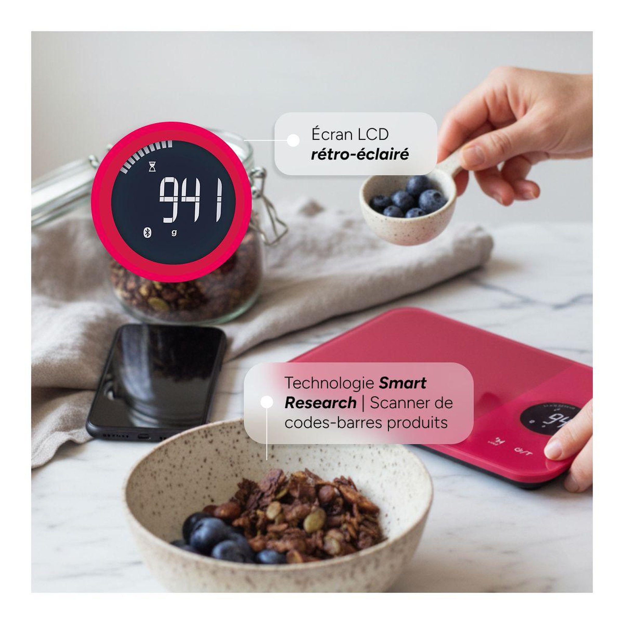 Voir la diapositive 4 : Terraillon Balance connectée nutritab cranberry
