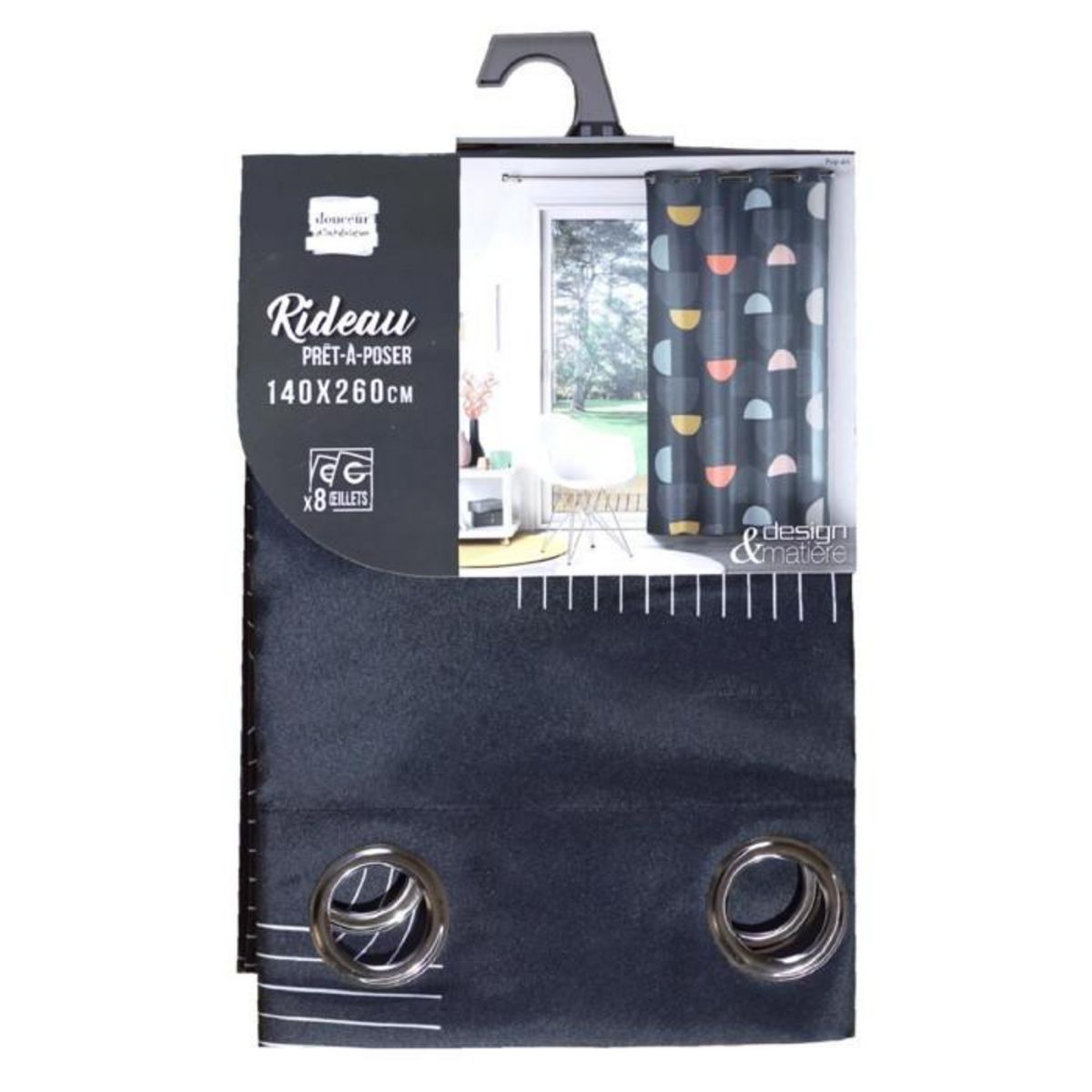 Paris Prix Rideau à Œillets Imprimé  Pop Art  140x260cm Bleu