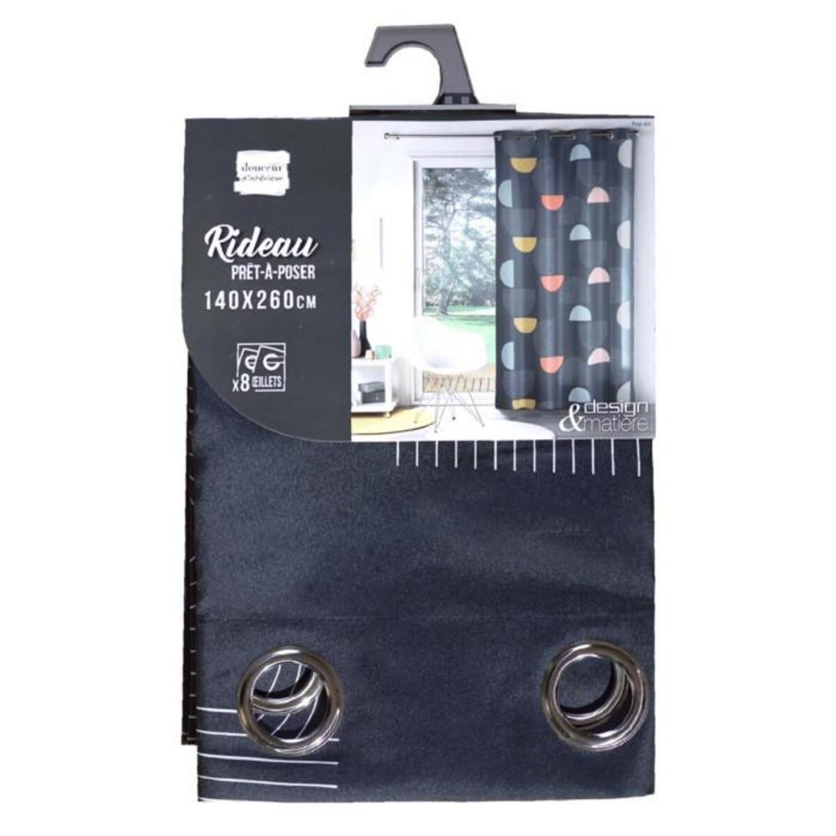 Paris Prix Rideau à Œillets Imprimé  Pop Art  140x260cm Bleu