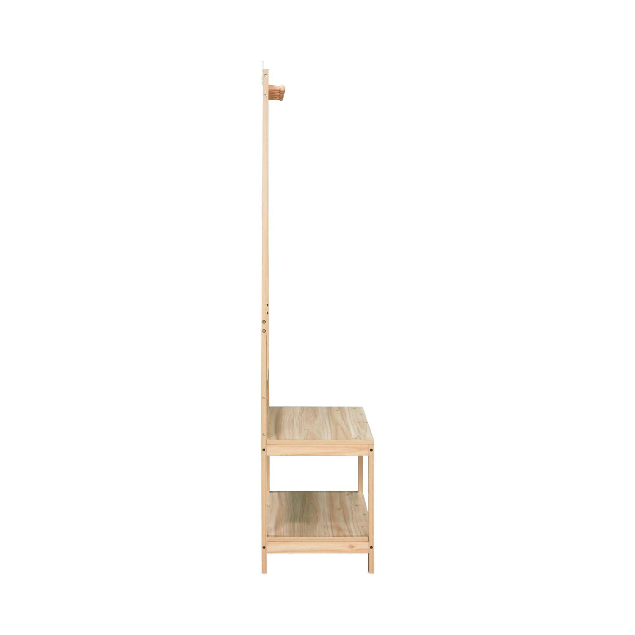 Voir la diapositive 6 : SWEEEK Meuble d'entrée. cannage et décor bois. porte manteau avec étagère