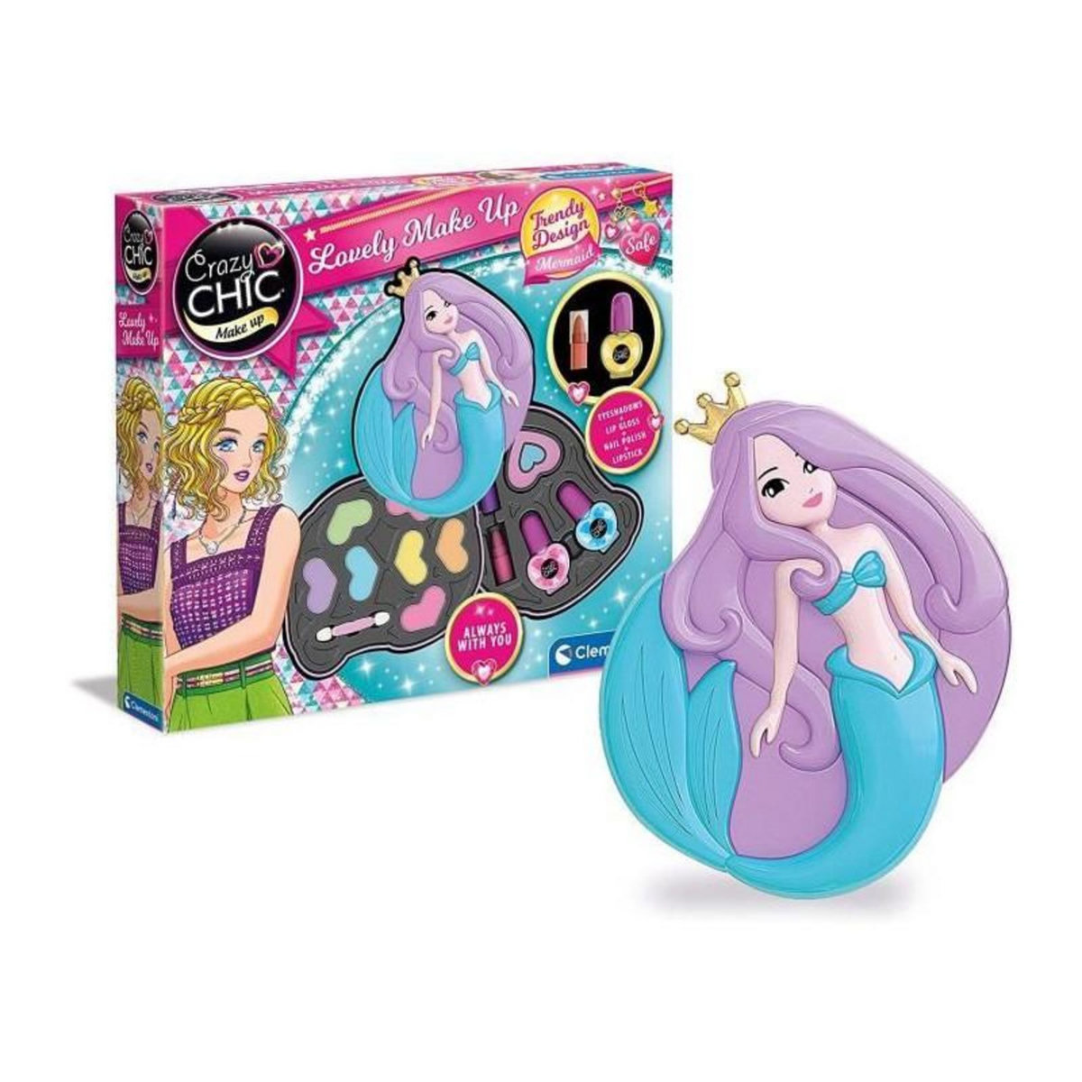 CLEMENTONI Clementoni - Crazy Chic - Palette de maquillage Sirene - 2 palettes de fards a paupieres