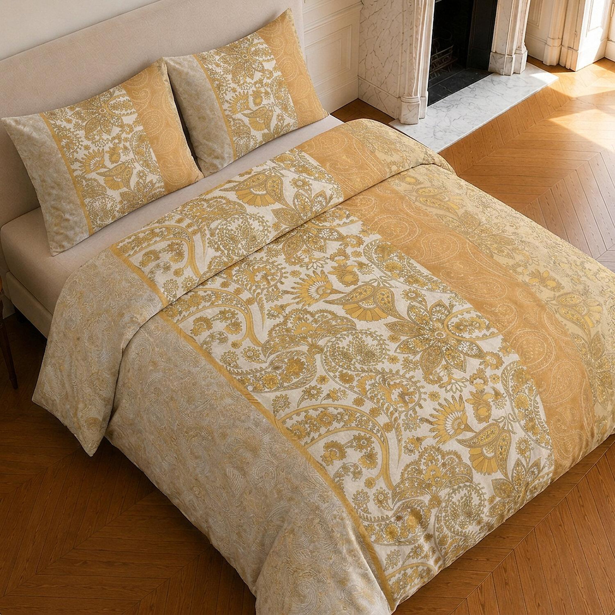 Voir la diapositive 4 : Home collection Parure housse de couette imprimée 100% coton 57 fils - bombay