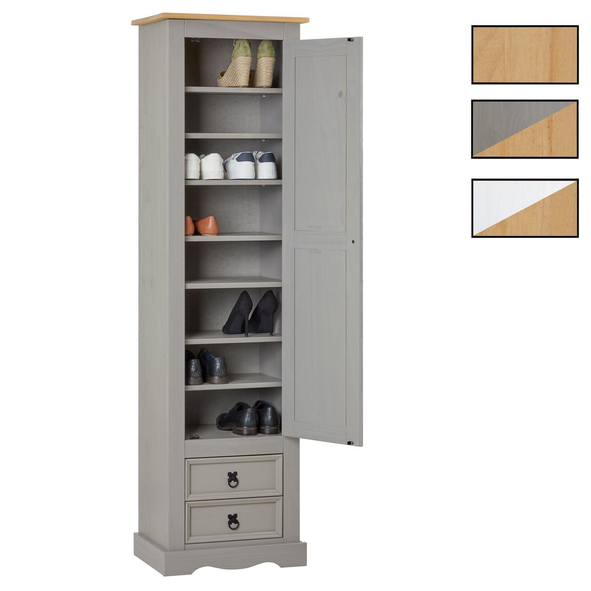 IDIMEX Armoire TEQUILA avec 1 porte et 2 tiroirs, en pin massif. Coloris disponibles : Marron, Bicolore