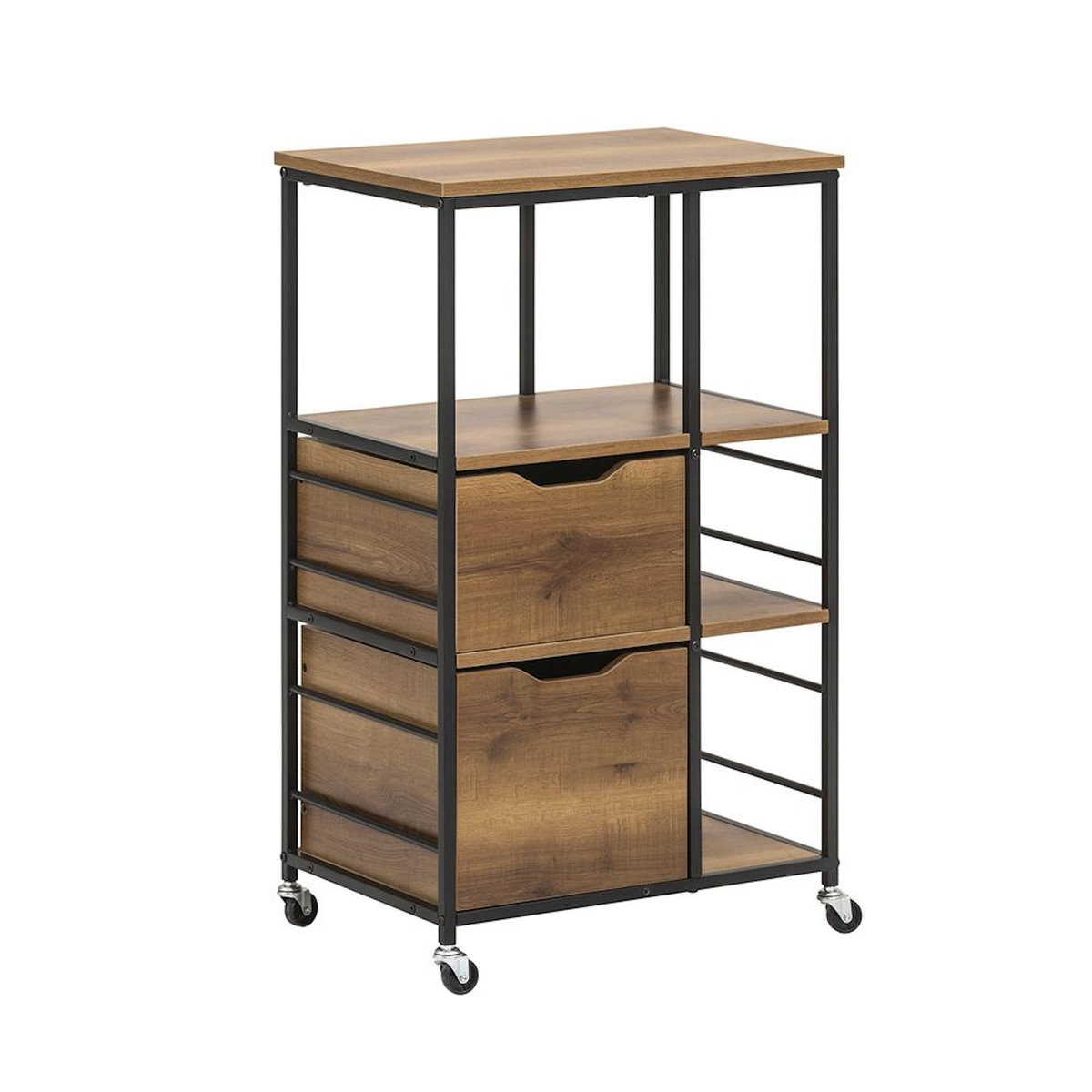 SOBUY SoBuy - Chariot De Cuisine à deux tiroirs - Industriel - FKW111