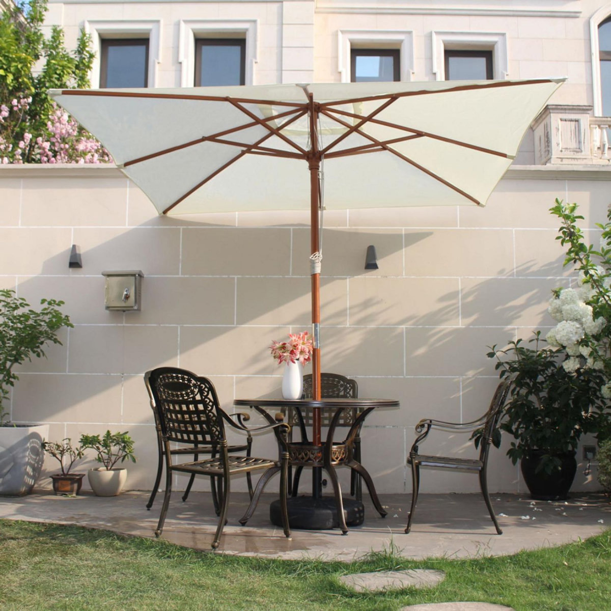 CONCEPT USINE Parasol en bois carré toile écru MATERA