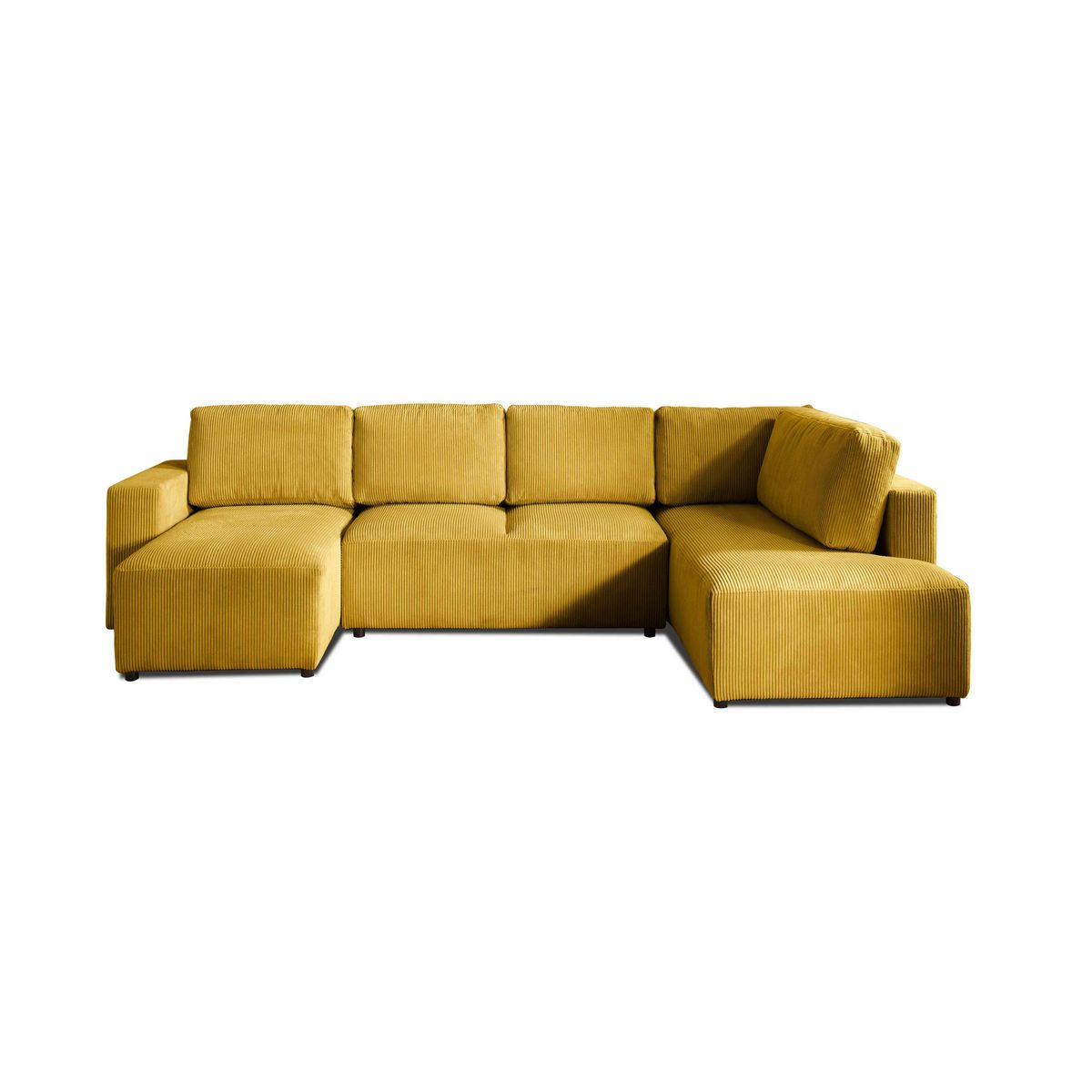 LISA DESIGN Livy - canapé panoramique convertible - avec coffre - en velours côtelé - 7 places - droit