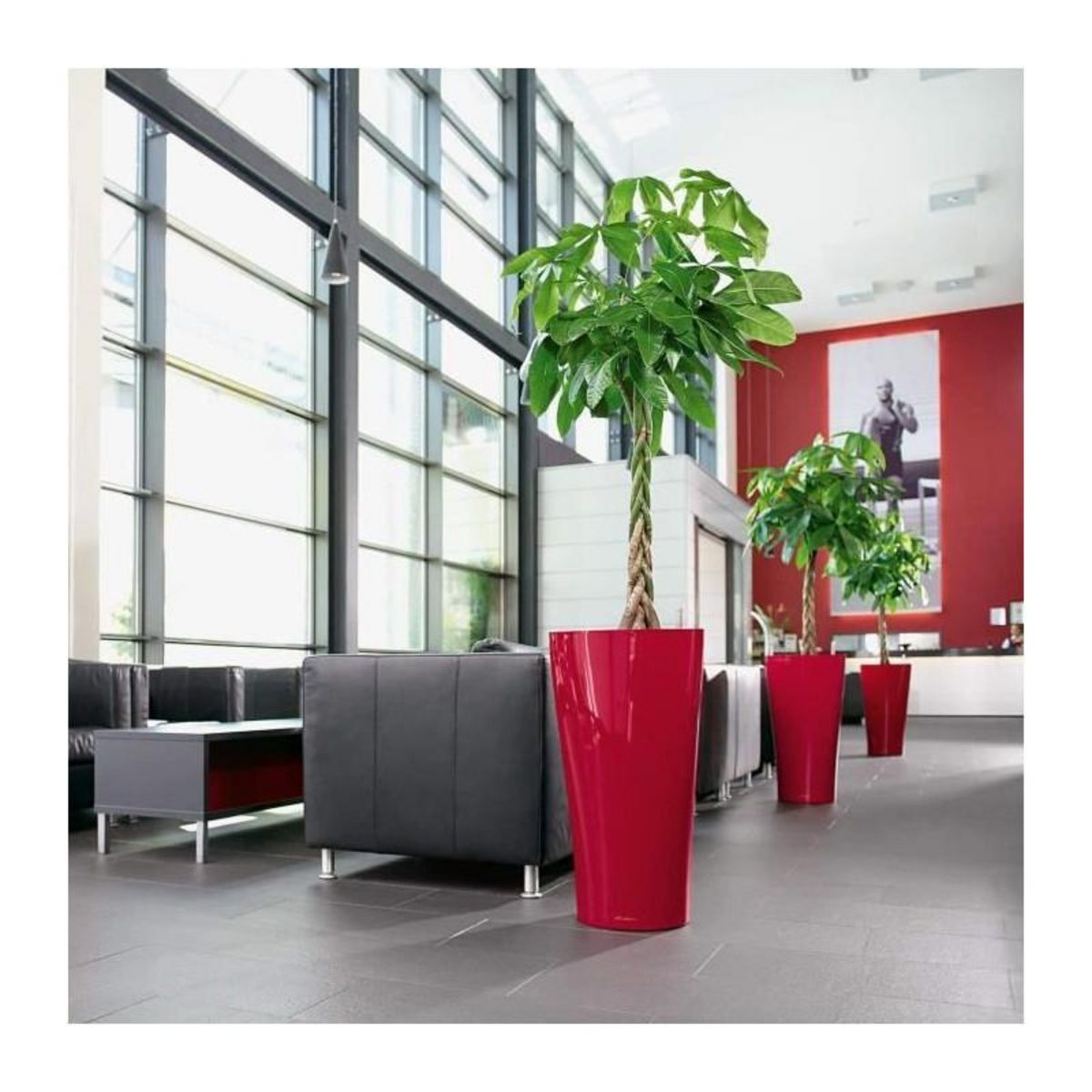 LECHUZA Delta Premium 40 - kit complet, rouge scarlet brillant 75 cm