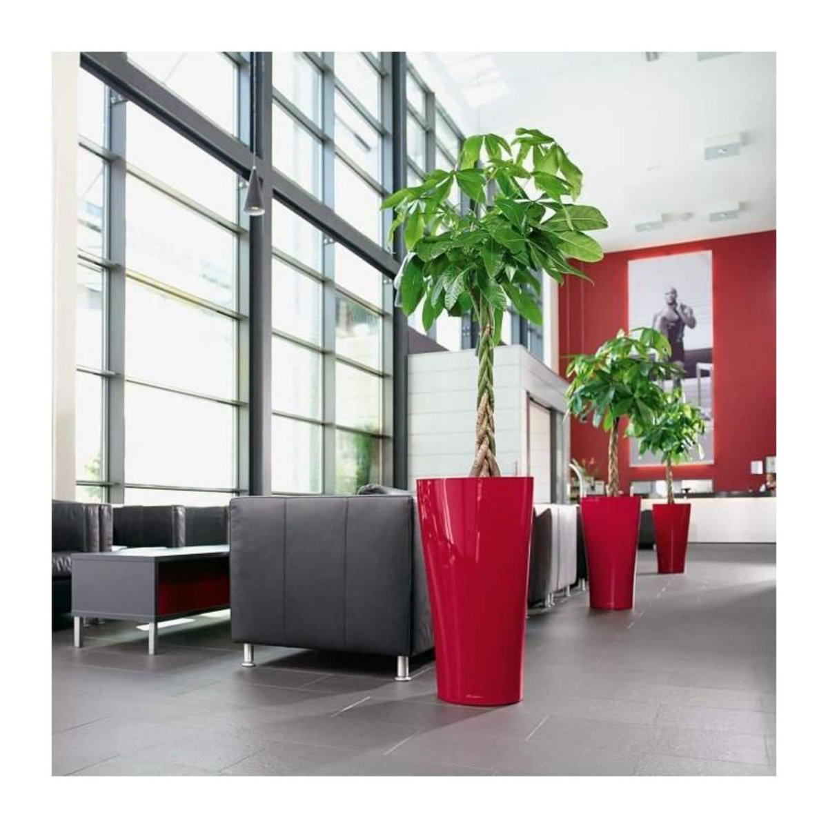 LECHUZA Delta Premium 40 - kit complet, rouge scarlet brillant 75 cm