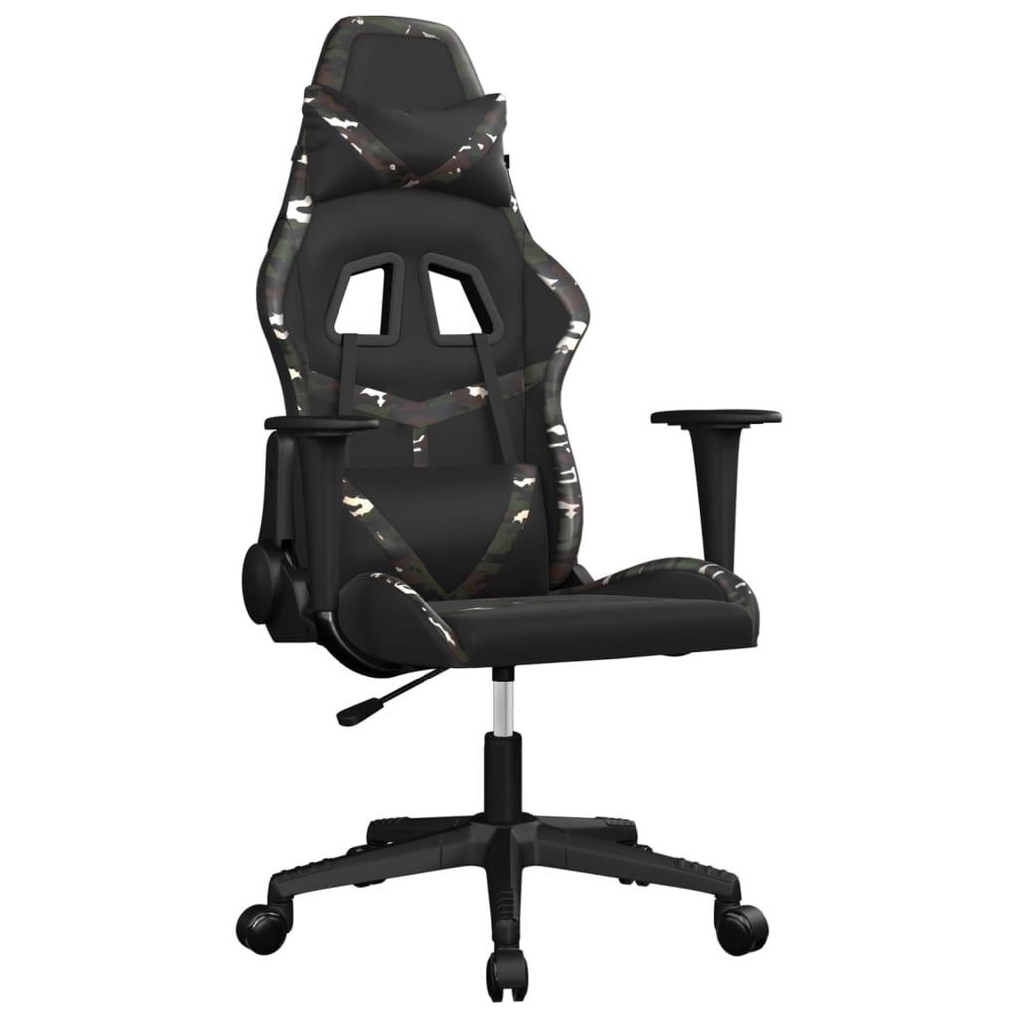 Voir la diapositive 2 : VIDAXL Chaise de jeu de massage Noir et camouflage Similicuir