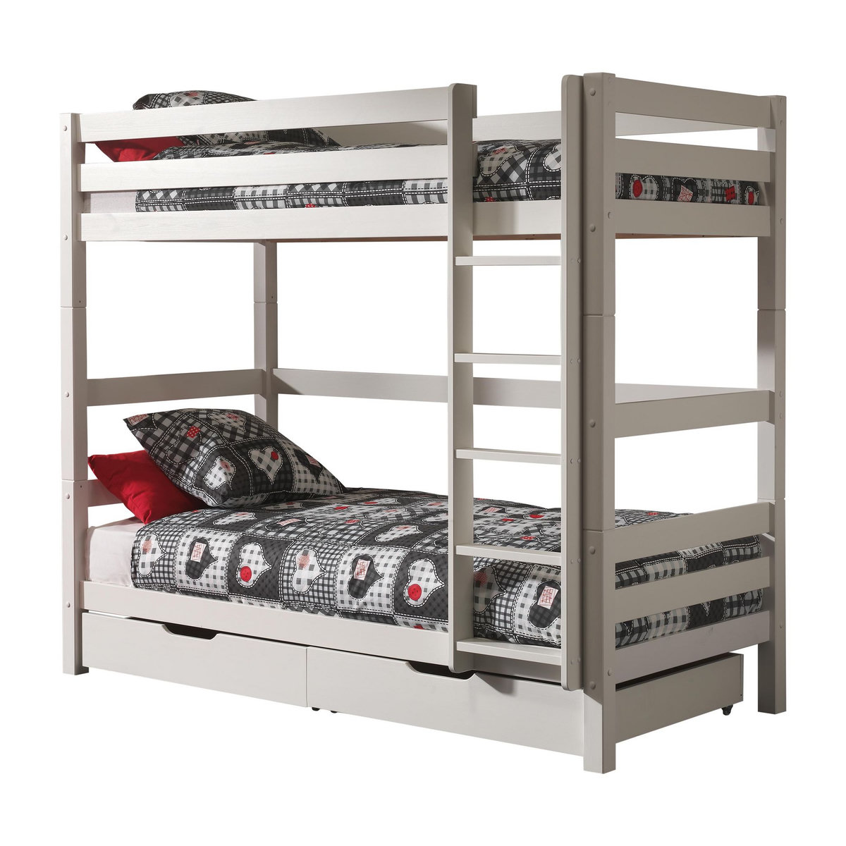 Lit superposé grande hauteur 180cm+2 tiroirs WOODY