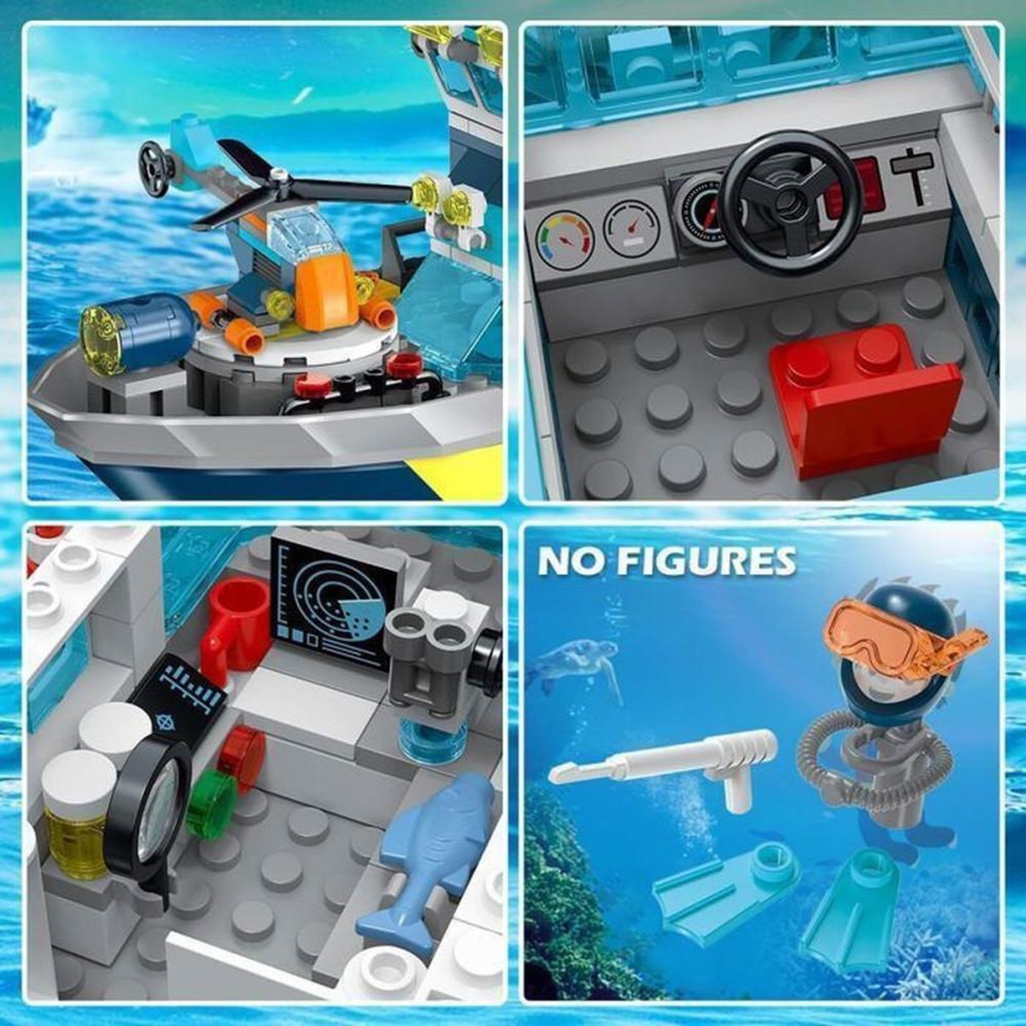 Voir la diapositive 5 : Ensemble de construction CD/LED HOGOKIDS Arctic Exploration : bateau d'exploration flottant, 542 pièces, grue, cage à requins, sous-marin et hélicoptère