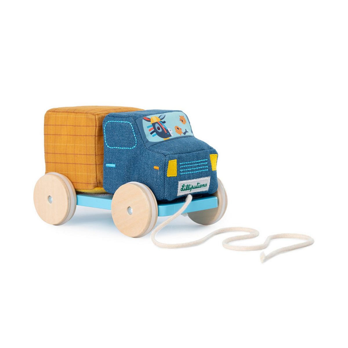 LILLIPUTIENS Camion toupie a tirer - Bois et tissu