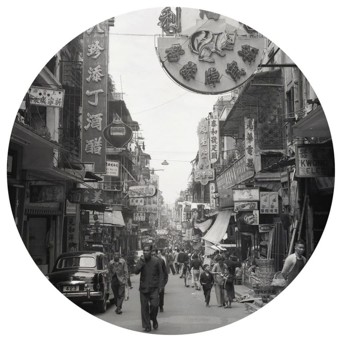 WallArt WallArt Papier peint cercle Hong Kong the Old Days 190 cm