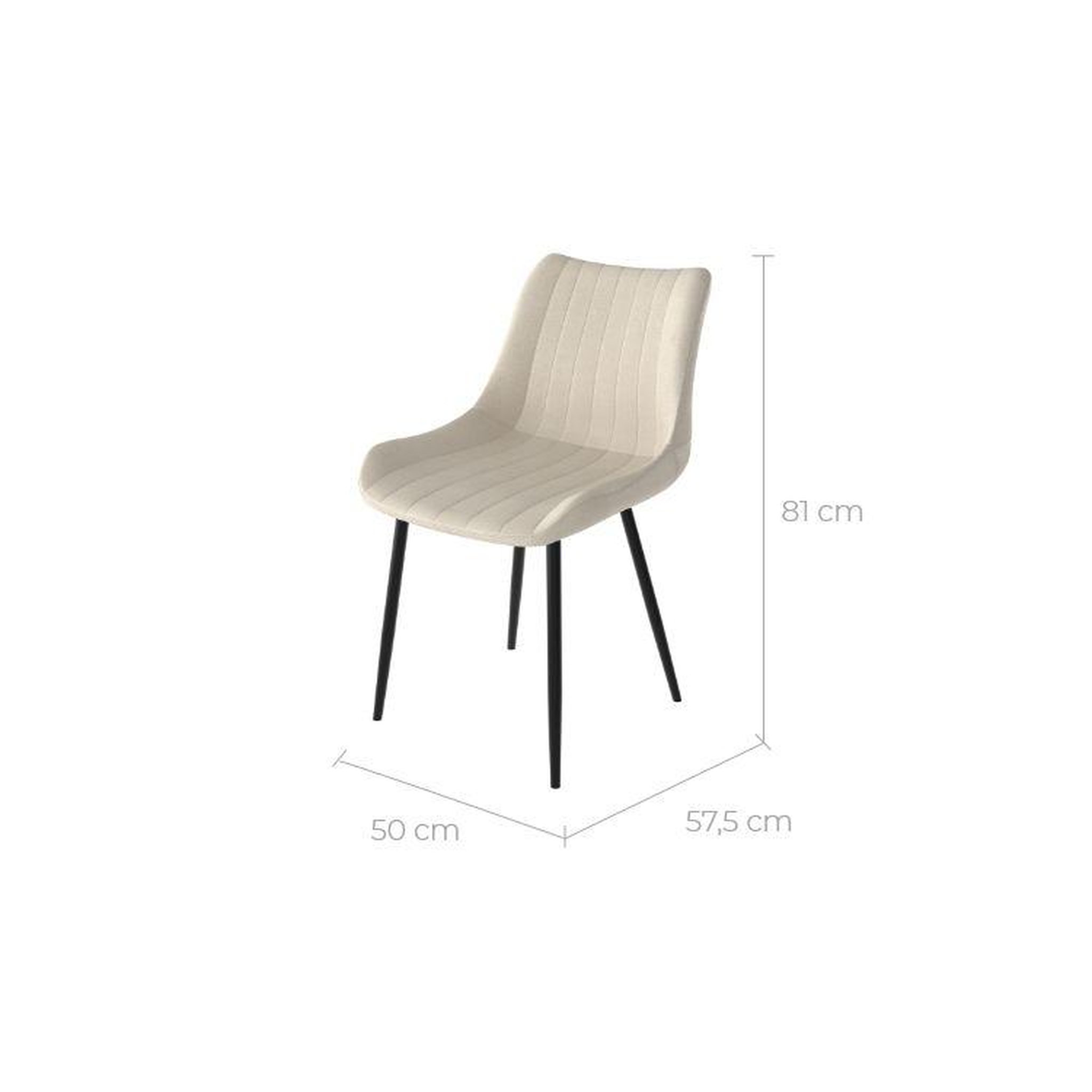 Voir la diapositive 4 : MAISON PAVANE Lot de 2 chaises en tissu beige et métal noir-killi