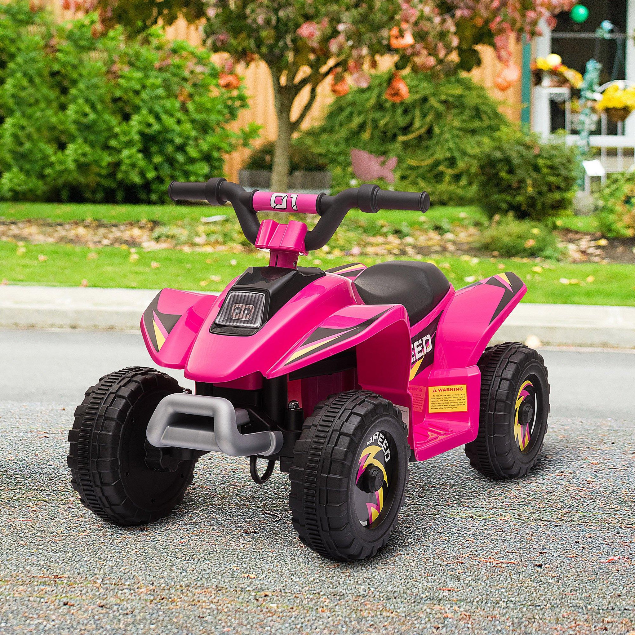 Voir la diapositive 2 : HOMCOM Quad électrique enfant - voiture électrique enfant - marche AV, AR - 6 V, V. max. 4,6 Km/h - rose