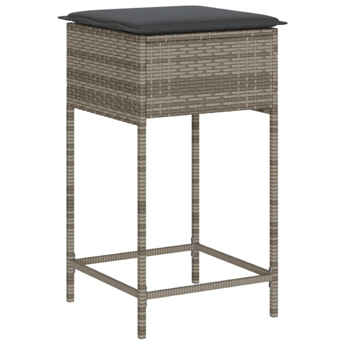 VIDAXL Tabourets de bar jardin coussins lot de 2 gris resine tressee